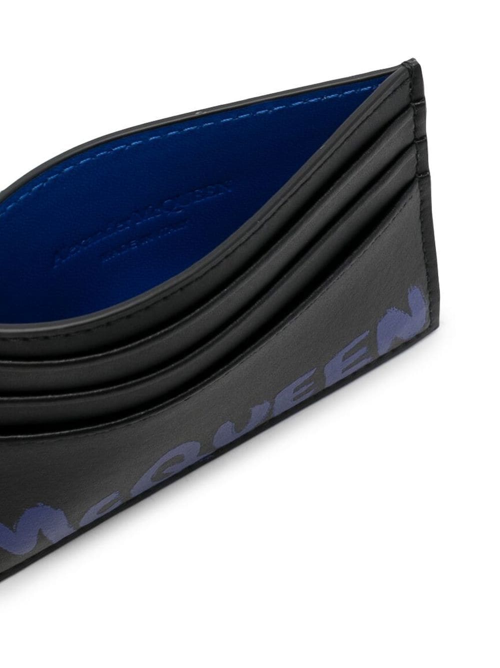 ALEXANDER MCQUEEN Logo-print Cardholder Black/Blue - MAISONDEFASHION.COM