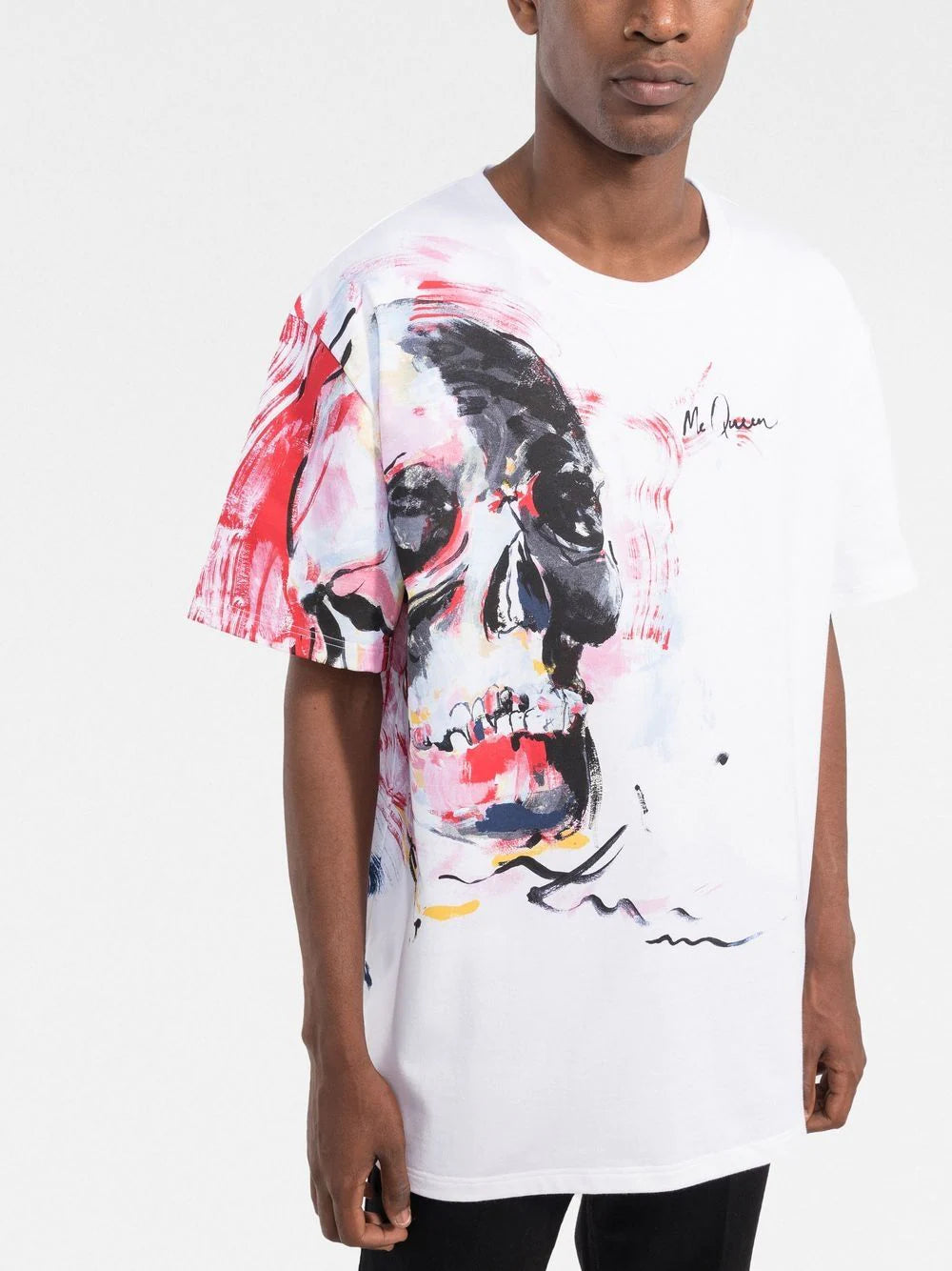 ALEXANDER MCQUEEN Skull Print Cotton T-shirt White/Multicolour - MAISONDEFASHION.COM