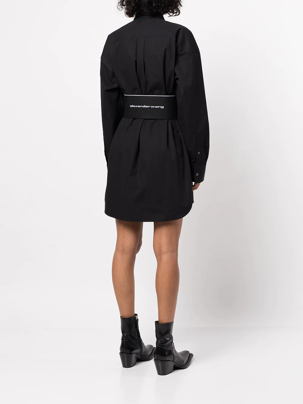 alexander wang black dress Drape Back Sleeves Mini in finished with a high Ruched Waist Mini Dress in