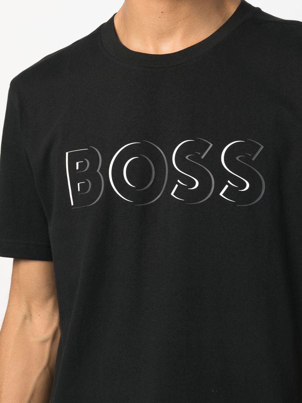 BOSS Logo-print Short-sleeve T-shirt Black - MAISONDEFASHION.COM