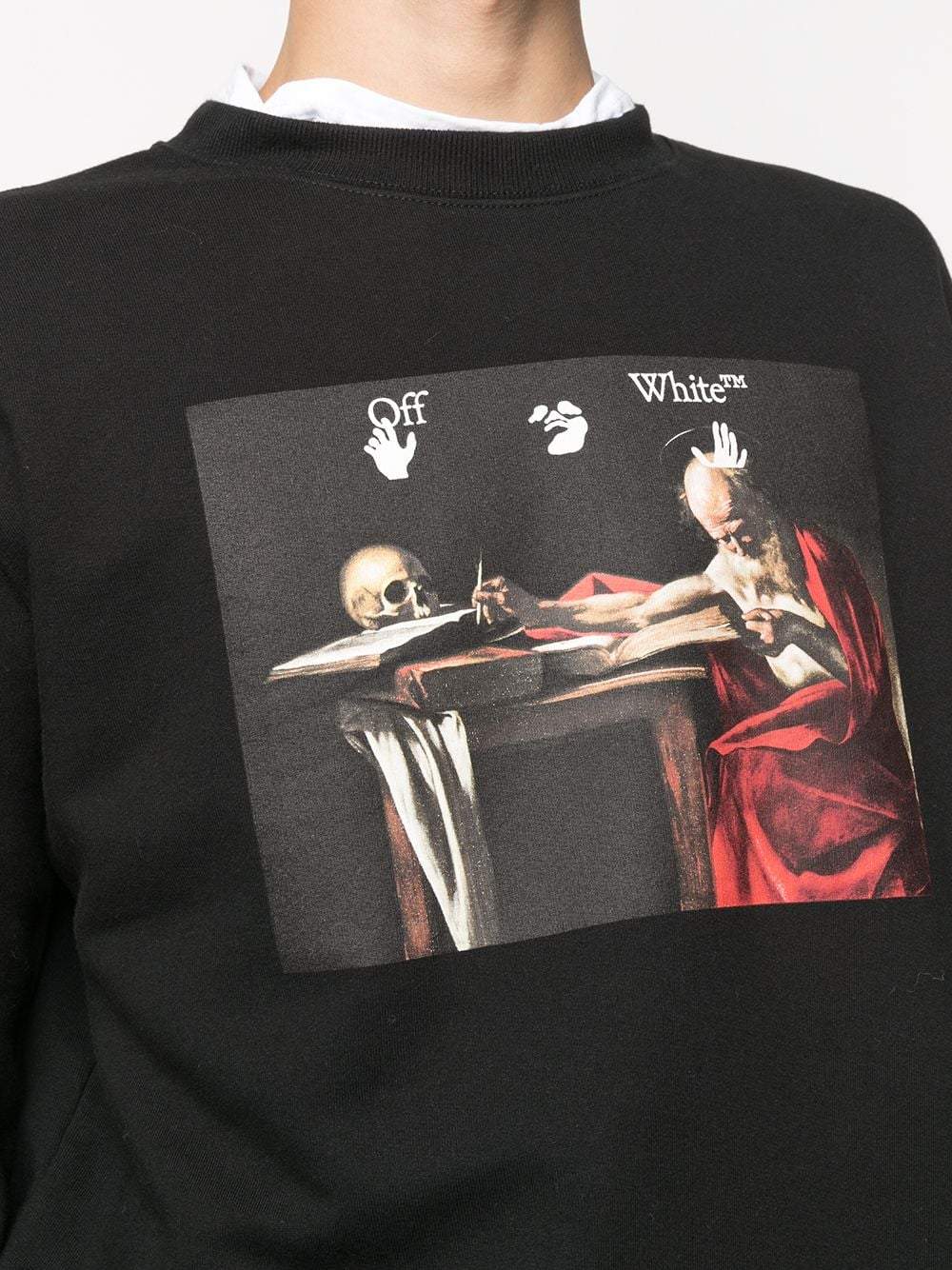 OFF-WHITE Caravaggio Print Sweatshirt Black/Red - Maison De Fashion 