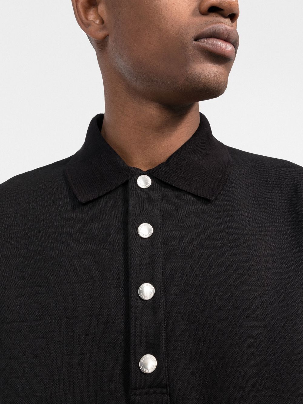 BALMAIN Monogram Pique Polo Shirt Black - MAISONDEFASHION.COM