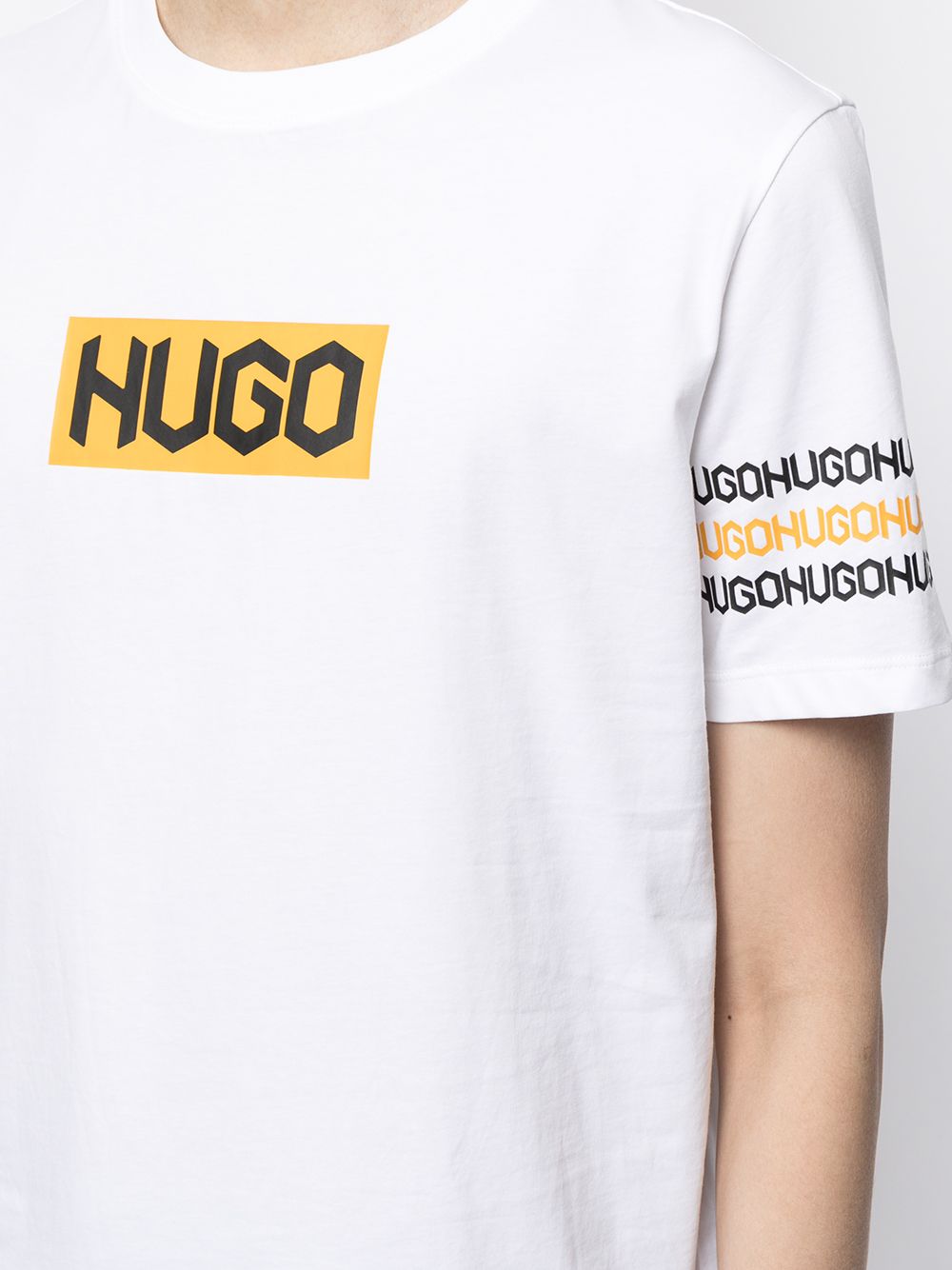 HUGO Tyre Logo Printed T-Shirt White - MAISONDEFASHION.COM