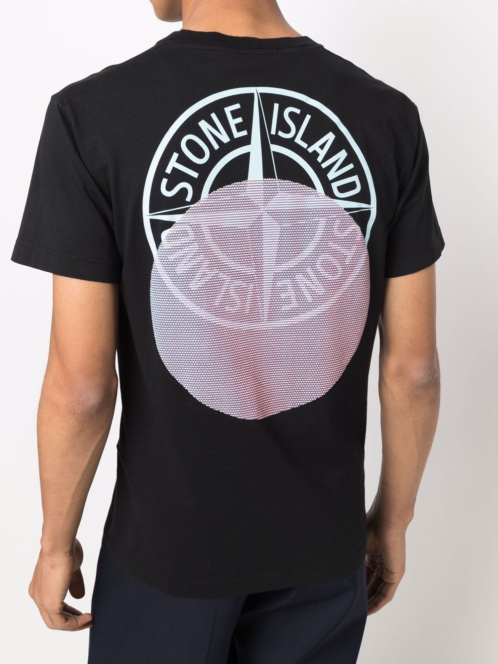 STONE ISLAND Logo Circle T-Shirt Black - MAISONDEFASHION.COM
