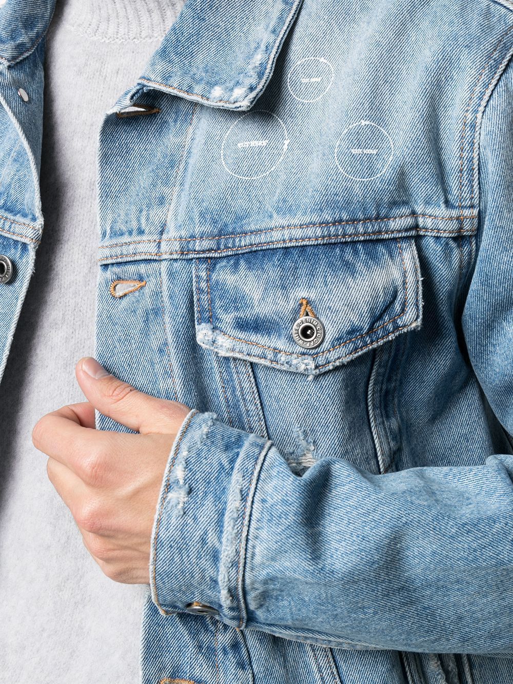 OFF-WHITE Twist Arrow Denim Jacket Blue - Maison De Fashion 