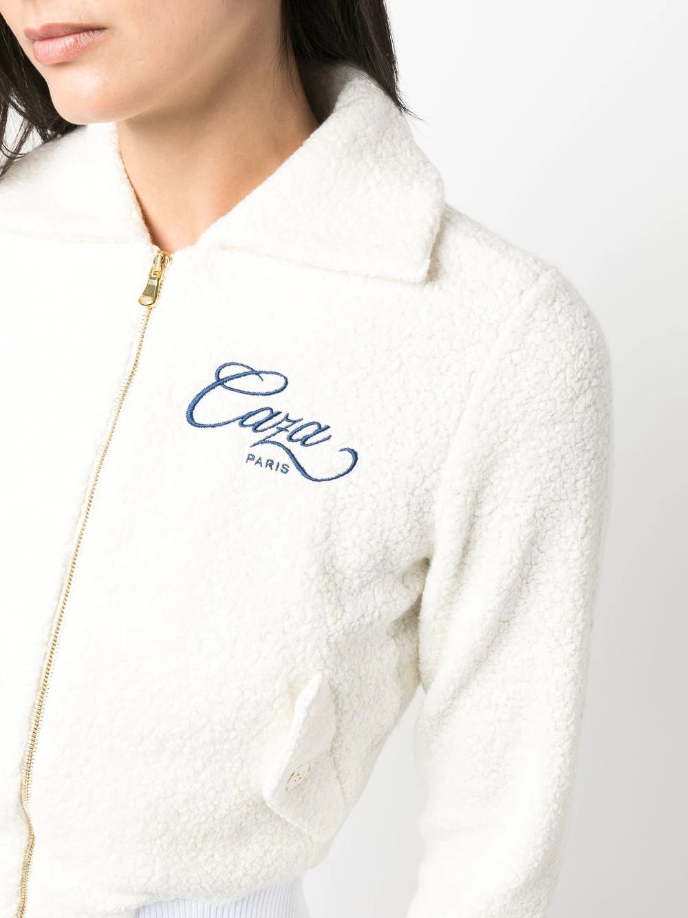 CASABLANCA WOMEN Embroidered-logo zip-fastening jacket White - MAISONDEFASHION.COM