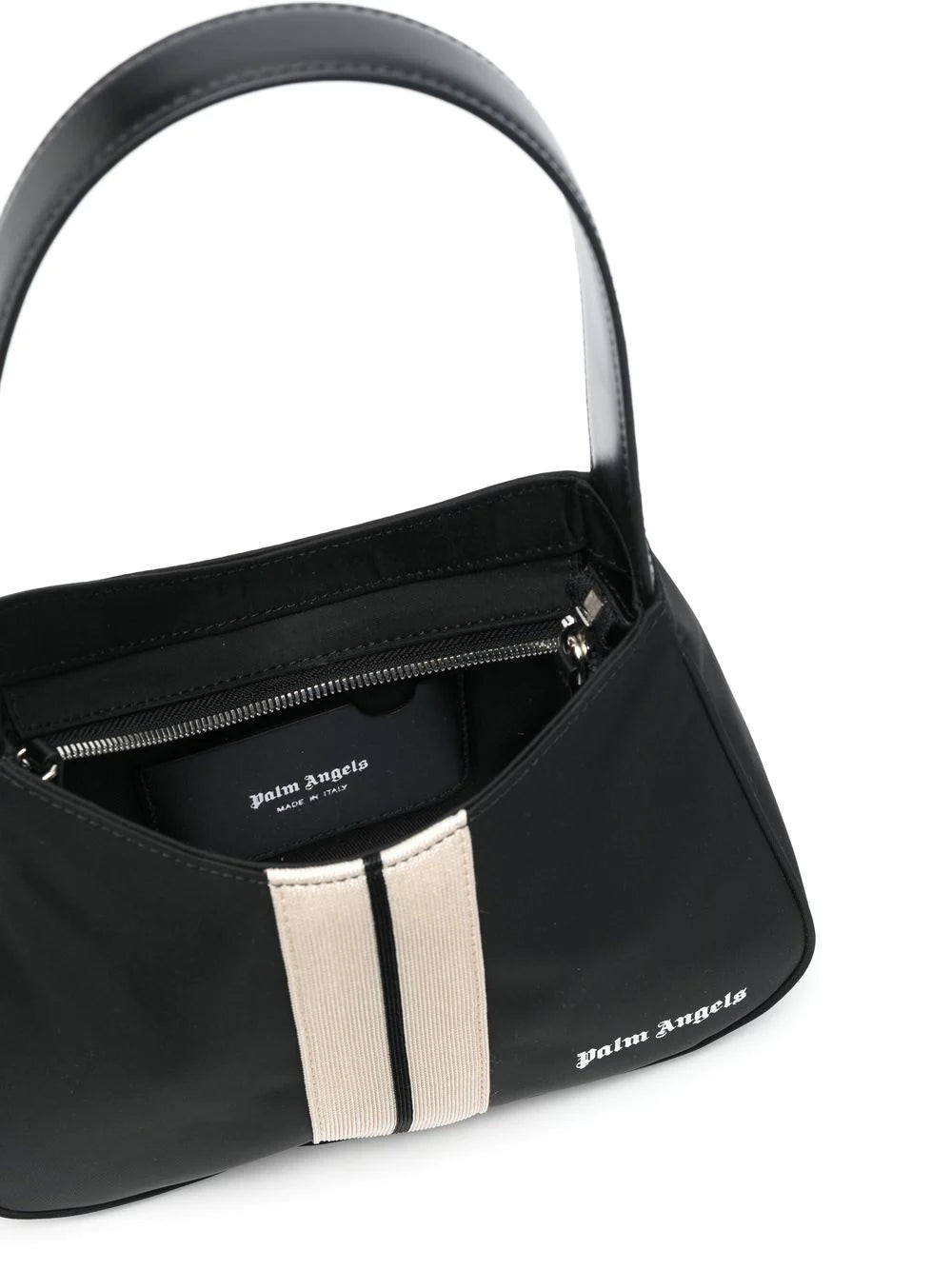 PALM ANGELS WOMEN Venice Track Hobo Bag Black/White - MAISONDEFASHION.COM