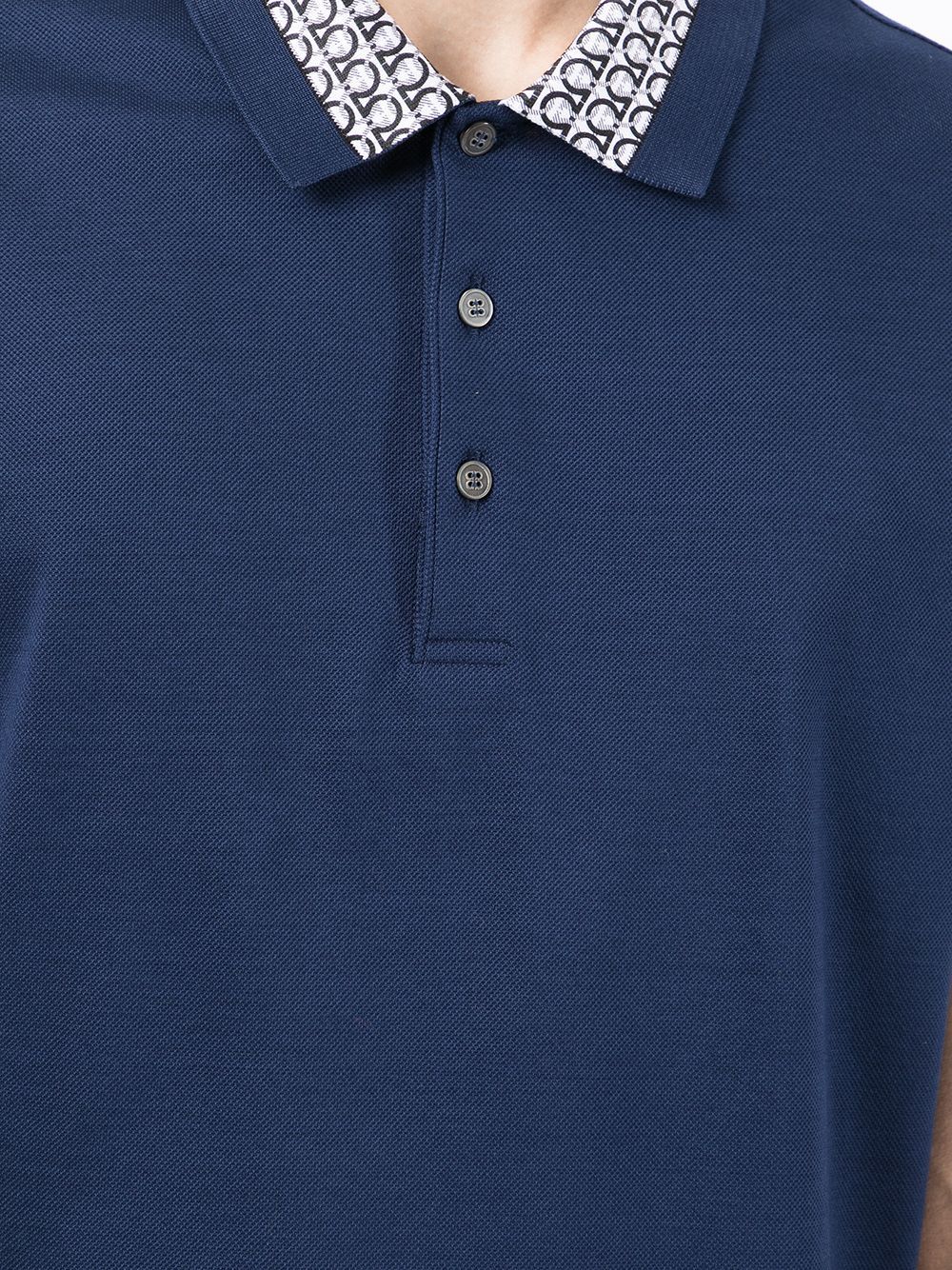 SALVATORE FERRAGAMO Gancini-collar polo shirt Blue