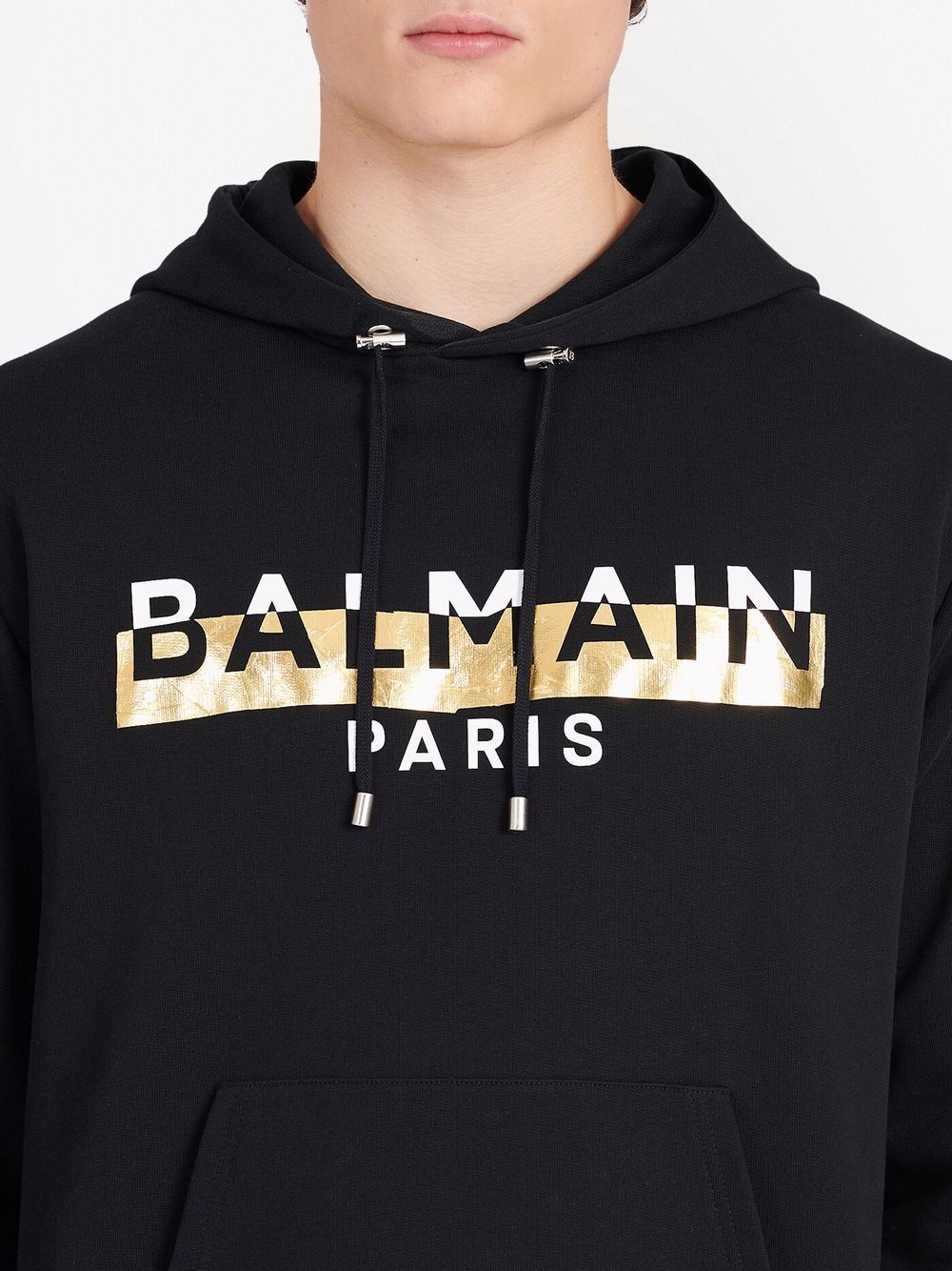 BALMAIN Foil Tape Sweatshirt Black - MAISONDEFASHION.COM