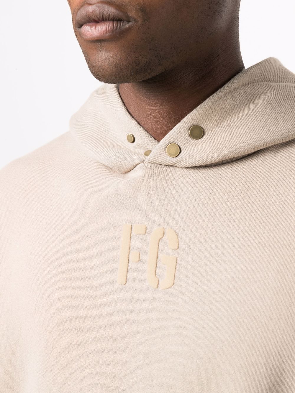 FEAR OF GOD FG Logo Hoodie Beige - MAISONDEFASHION.COM