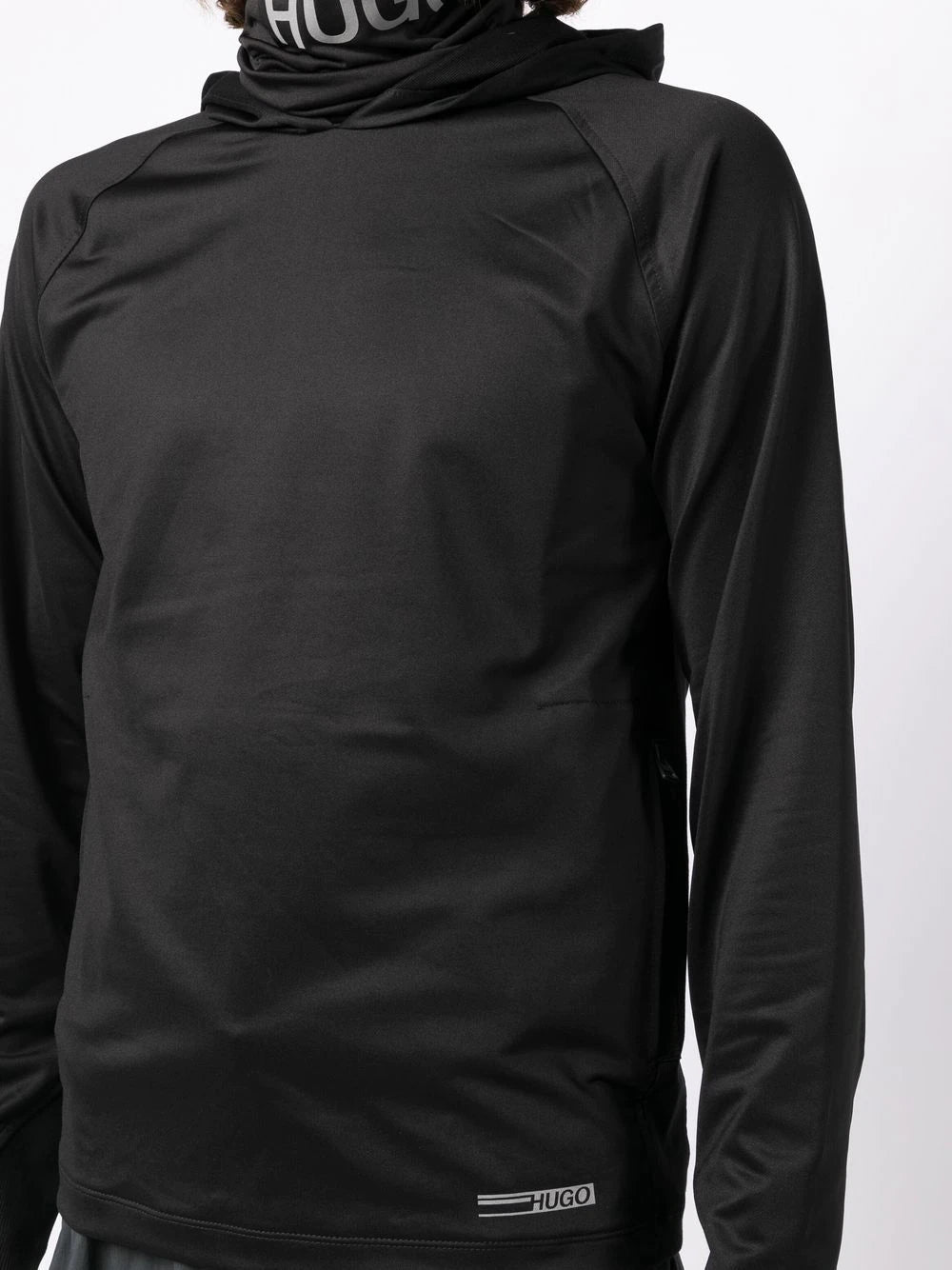 HUGO Hooded Logo Collar sweatshirt Black - MAISONDEFASHION.COM
