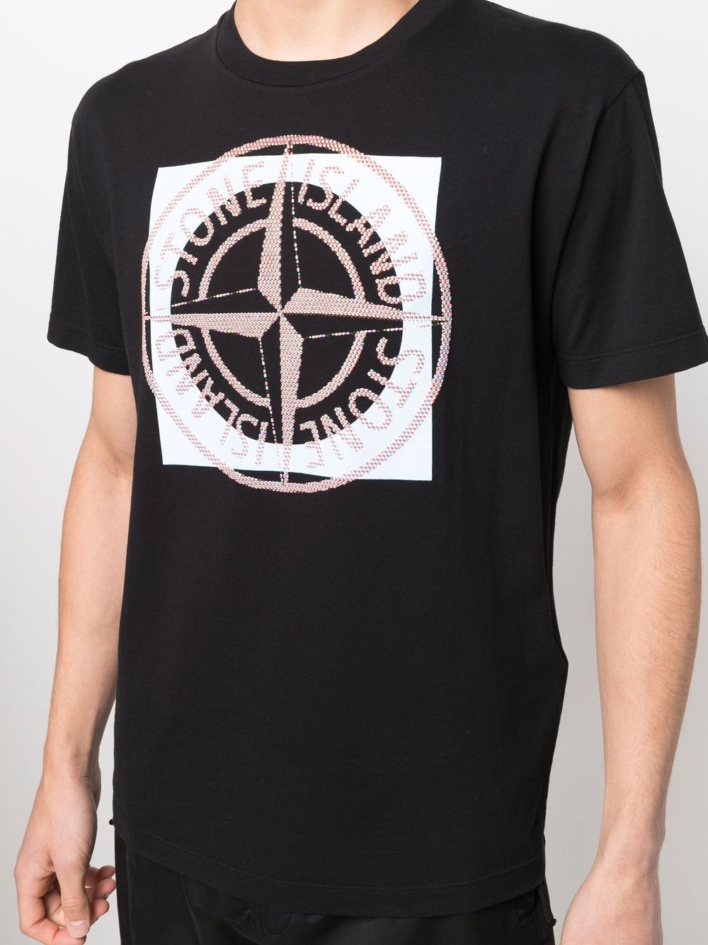 STONE ISLAND Logo T-Shirt Black - MAISONDEFASHION.COM