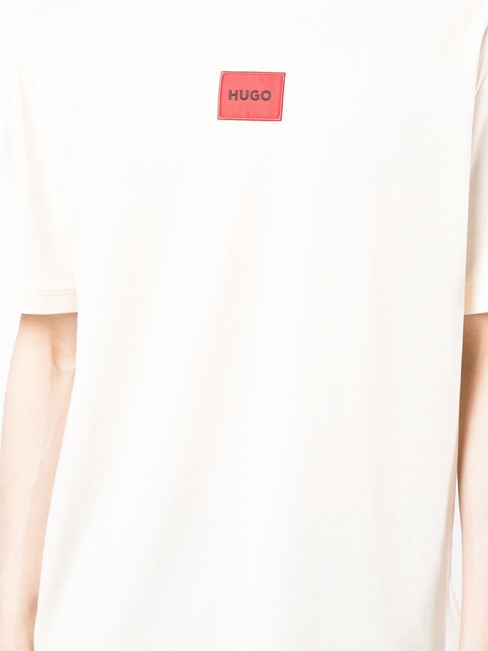 HUGO Logo patch T-Shirt Natural - MAISONDEFASHION.COM