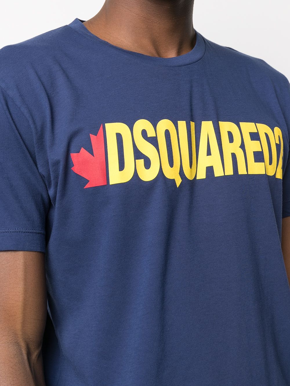 DSQUARED2 Yellow Logo T-Shirt Navy - MAISONDEFASHION.COM