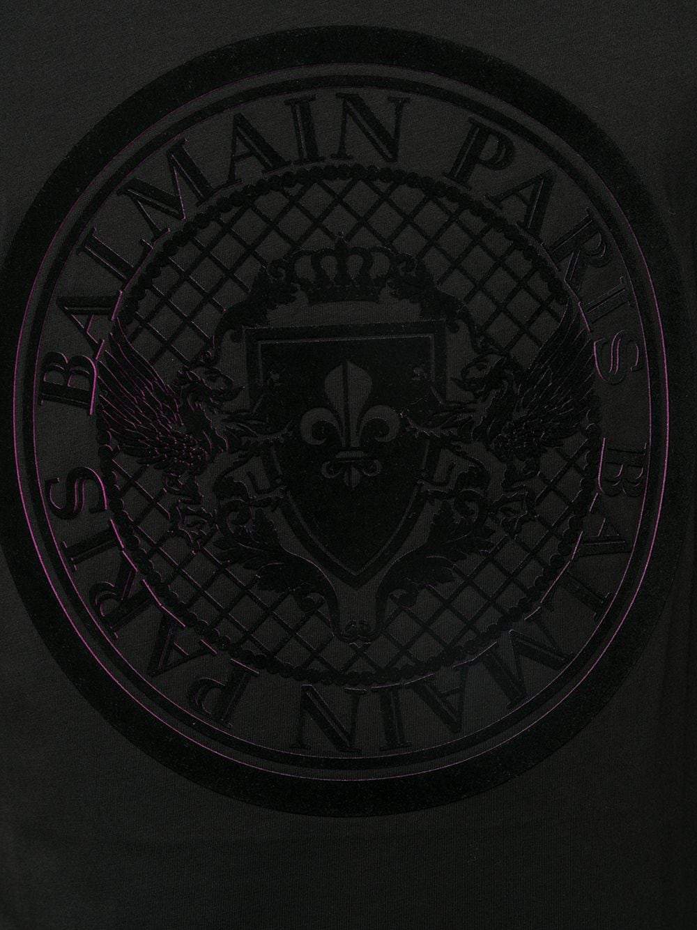 BALMAIN medallion flock logo t-shirt black/fuchasia - Maison De Fashion 