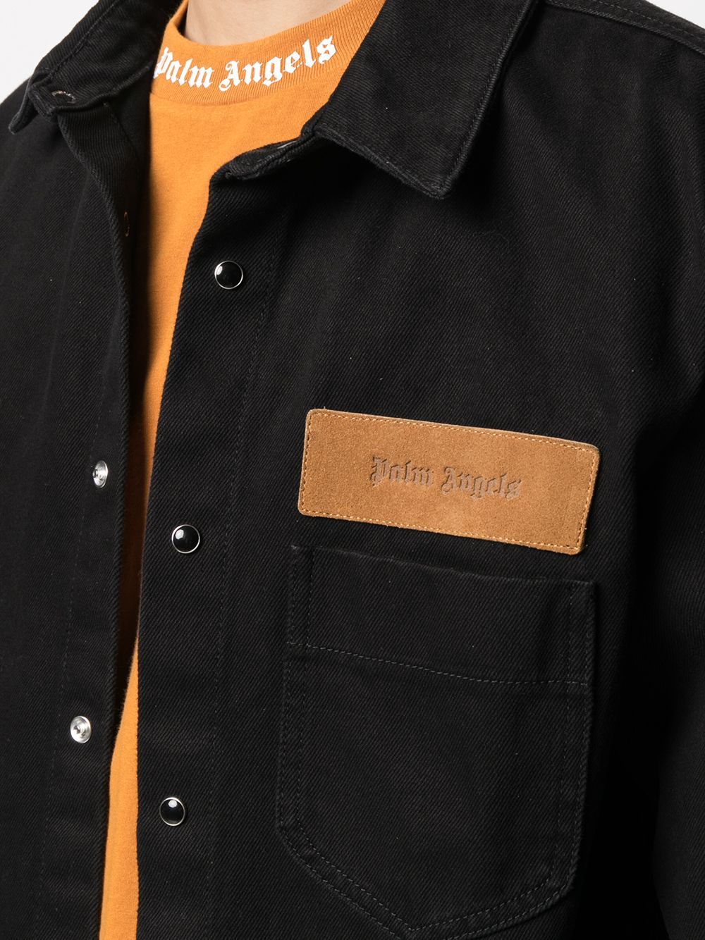 PALM ANGELS Curved Logo Denim Shirt Black – MAISONDEFASHION.COM