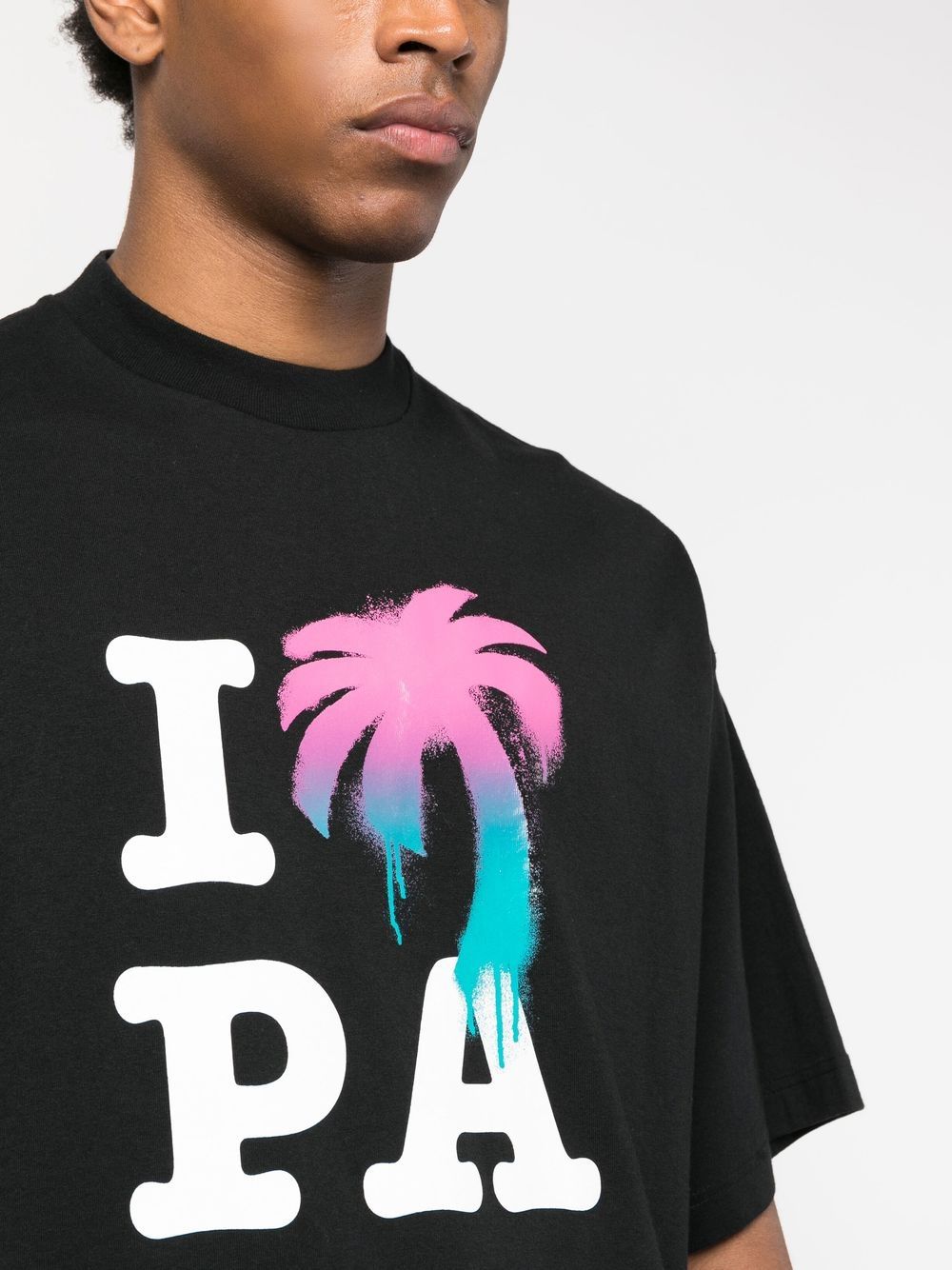 PALM ANGELS I Love Pa Classic Tee Black/Multi - MAISONDEFASHION.COM