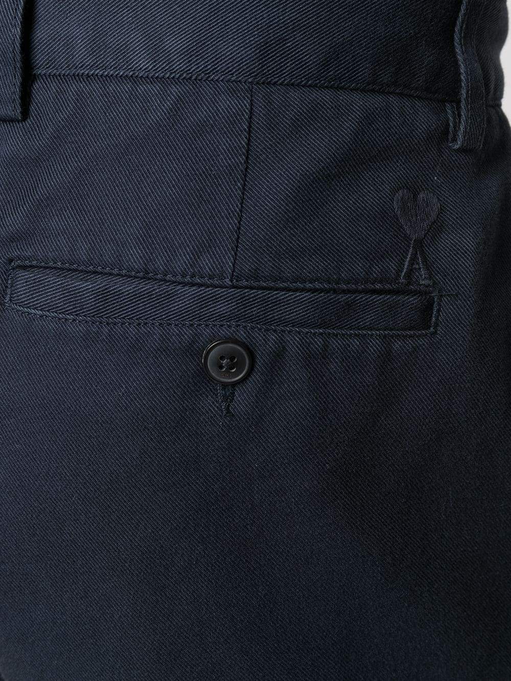 AMI De Coeur Logo Chino Shorts Navy - MAISONDEFASHION.COM