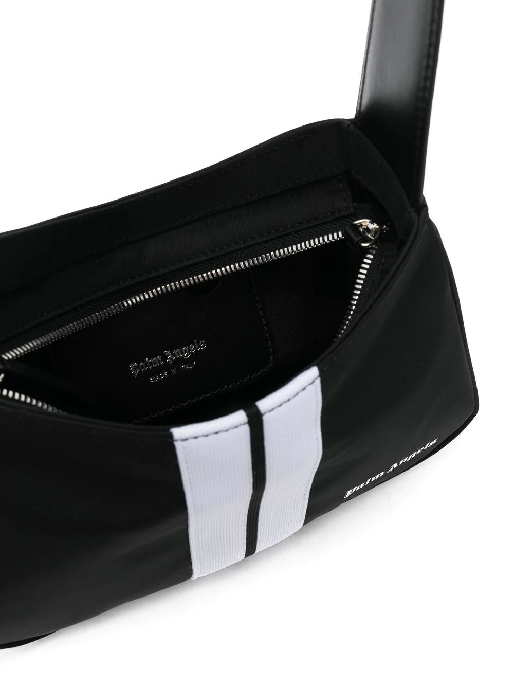 PALM ANGELS WOMEN Venice Track Hobo Bag Black/White - MAISONDEFASHION.COM