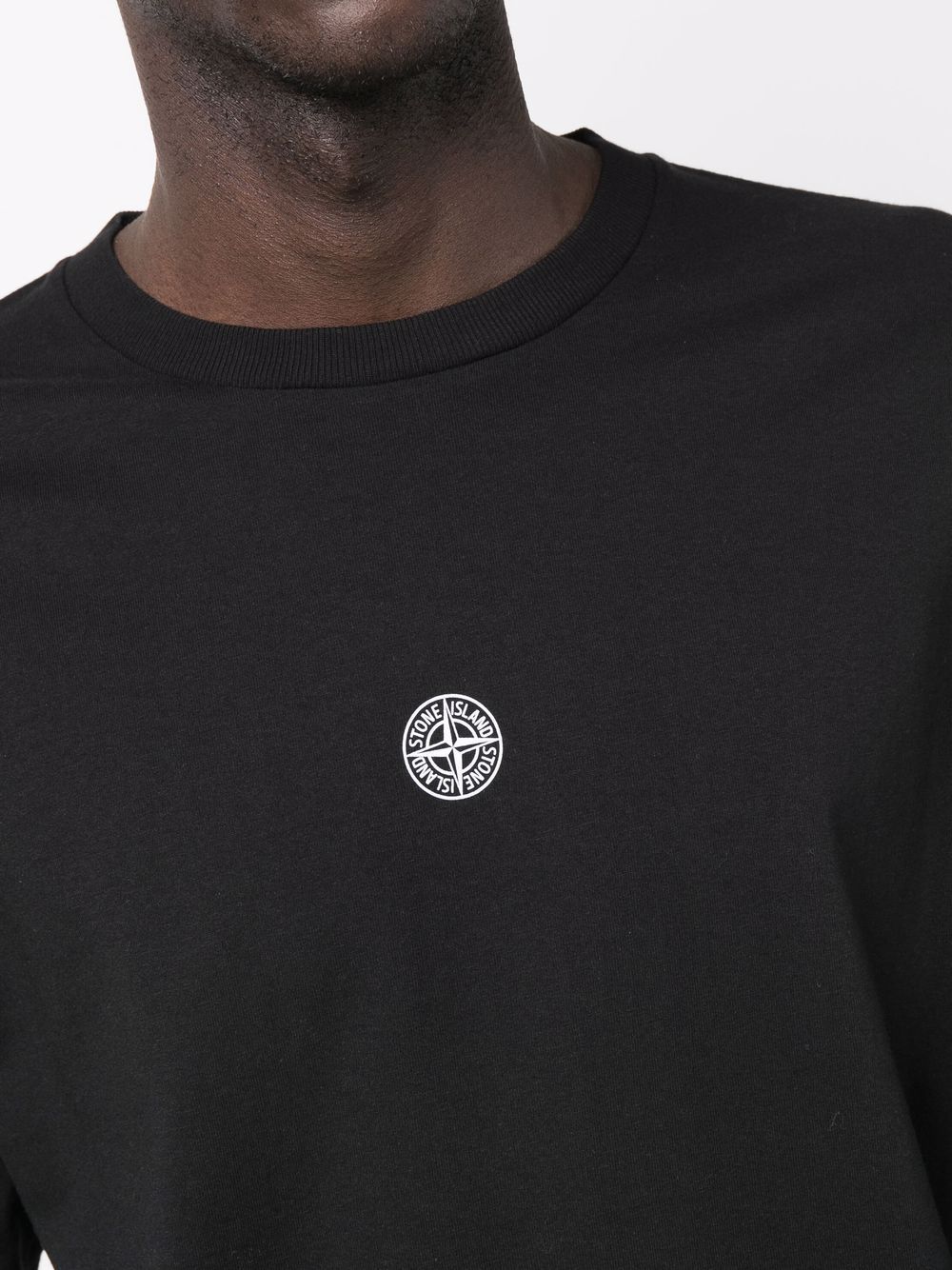 STONE ISLAND Compass Logo Long Sleeve T-Shirt Black - MAISONDEFASHION.COM