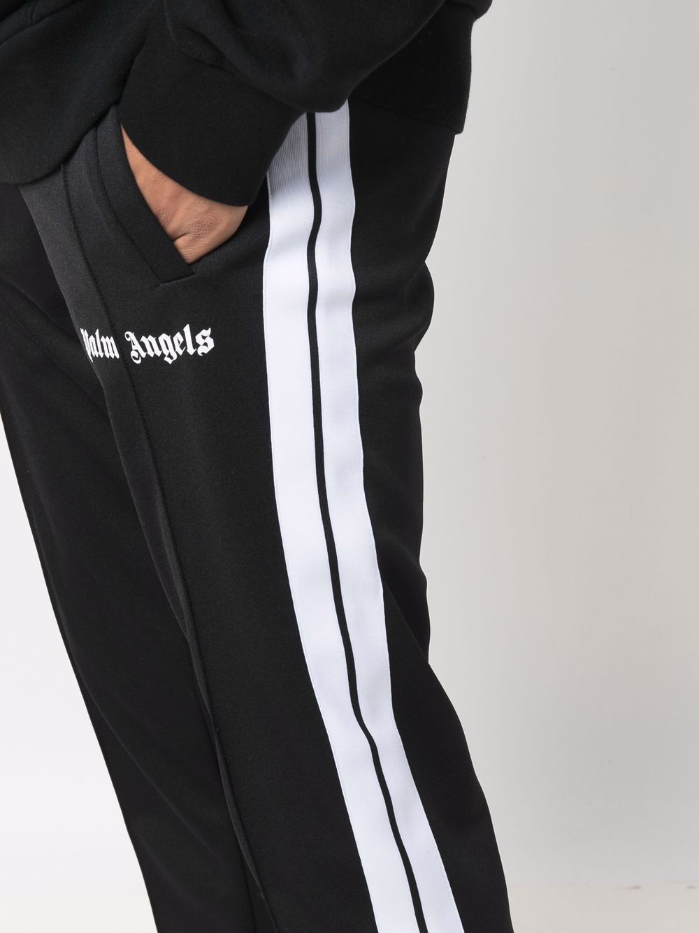 PALM ANGELS Logo Slim Track Pants Black/White - MAISONDEFASHION.COM