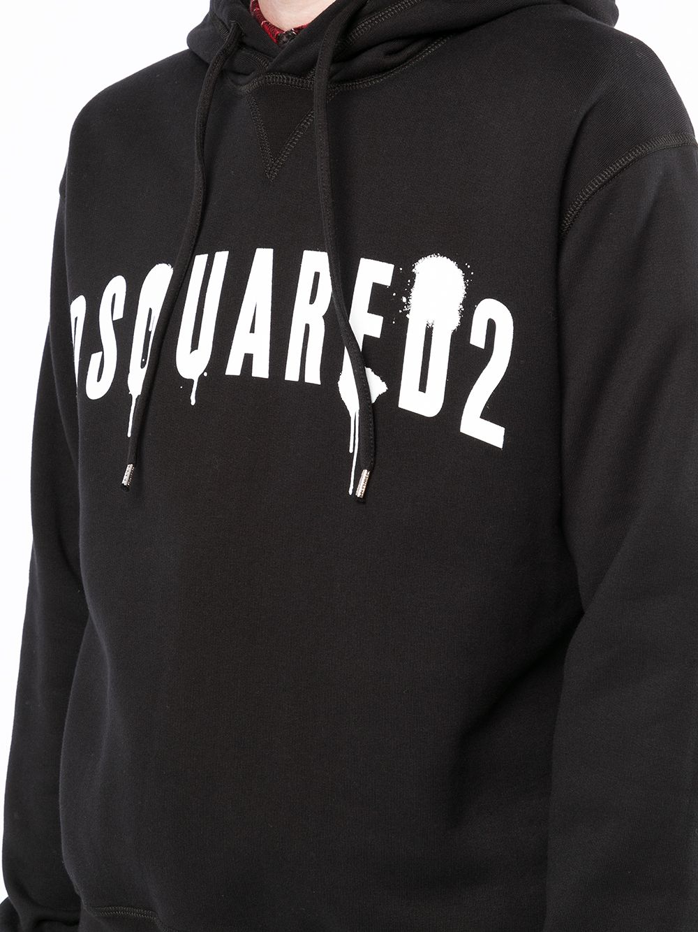 DSQUARED2 Logo Print Hoodie Black - MAISONDEFASHION.COM