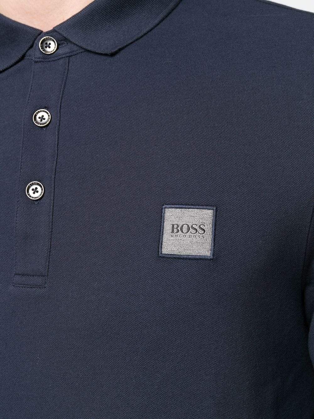 BOSS Logo Patch Shortsleeve Polo Shirt Dark Blue - Maison De Fashion 