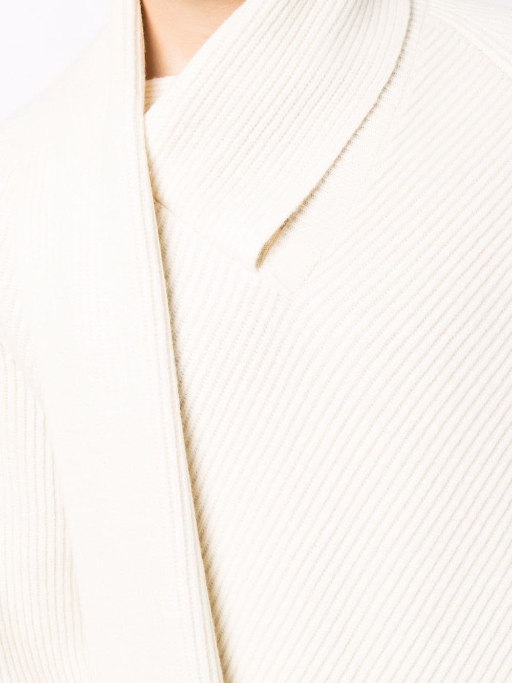 ALEXANDER MCQUEEN Scarf Detail Ribbed Knit Sweatshirt Cream - MAISONDEFASHION.COM