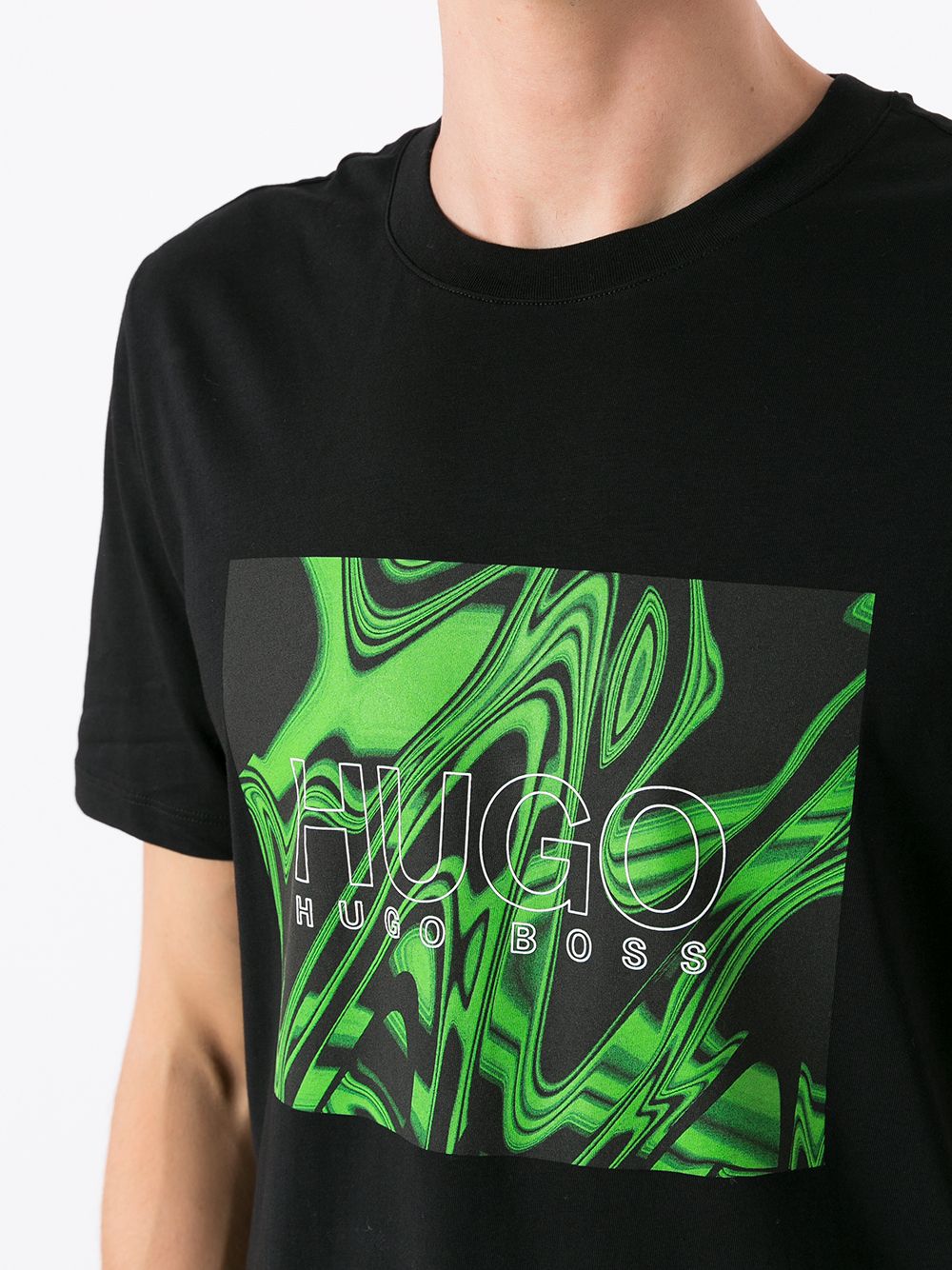 HUGO Glitch Print T-Shirt Black - MAISONDEFASHION.COM