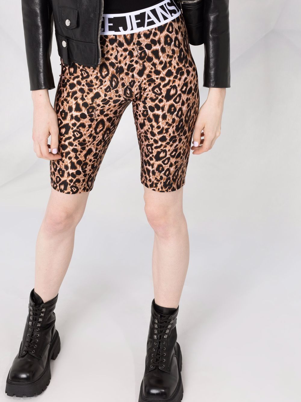 VERSACE WOMEN Leopard Biker Shorts - MAISONDEFASHION.COM
