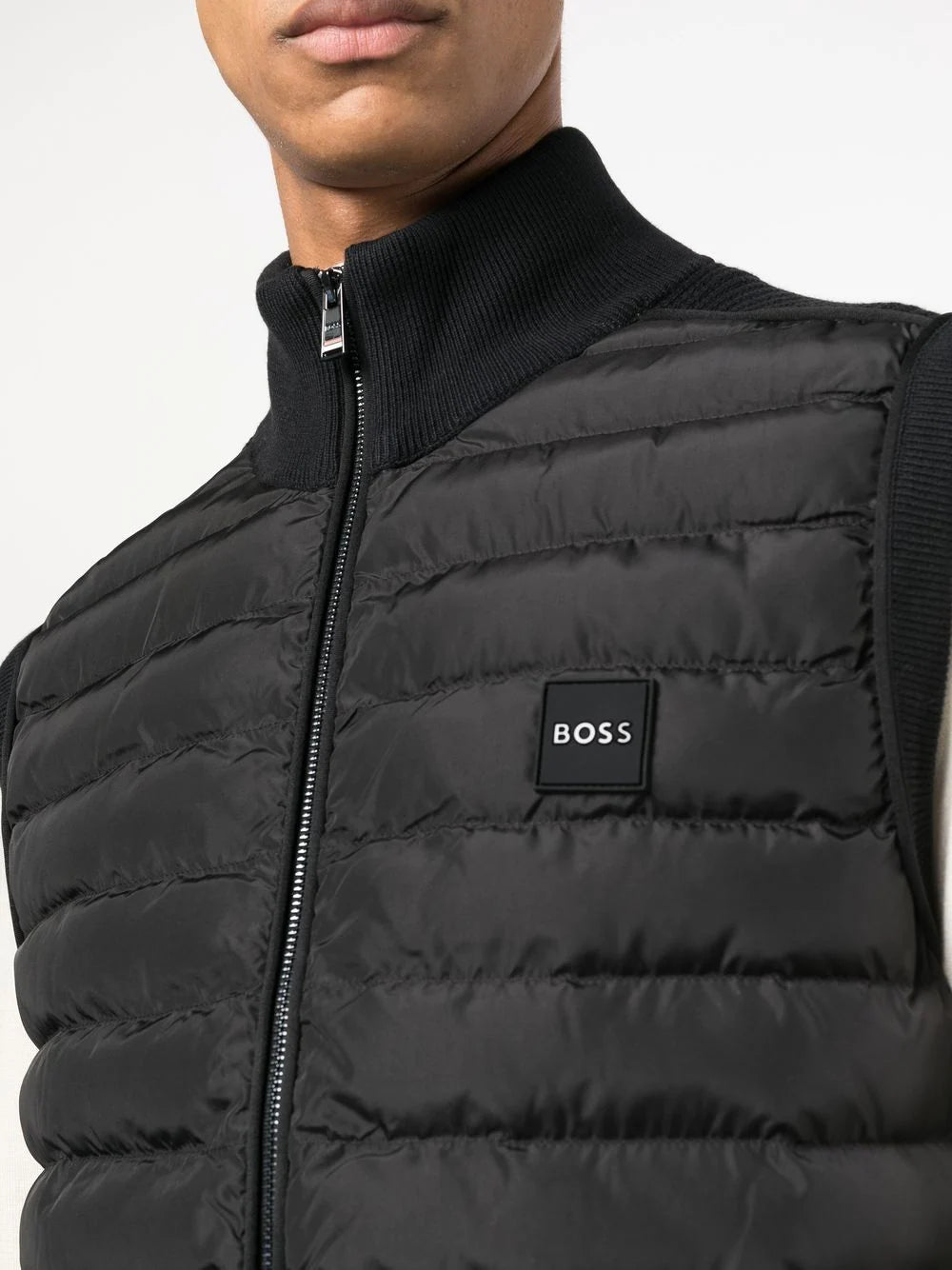 BOSS Logo-patch Quilted Gilet Black - MAISONDEFASHION.COM