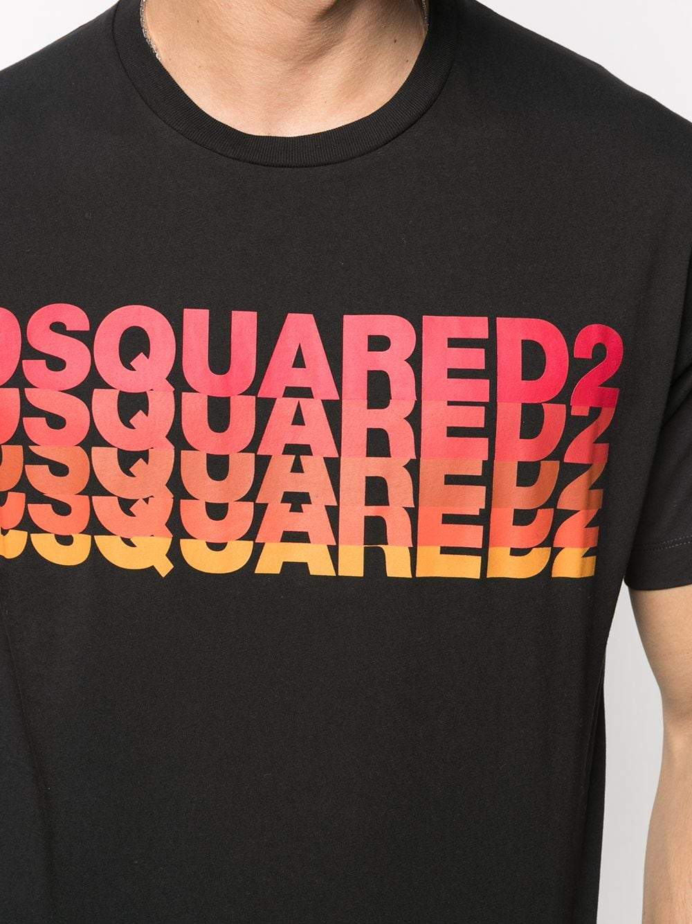 DSQUARED2 Gradient Effect Logo T-Shirt Black - MAISONDEFASHION.COM