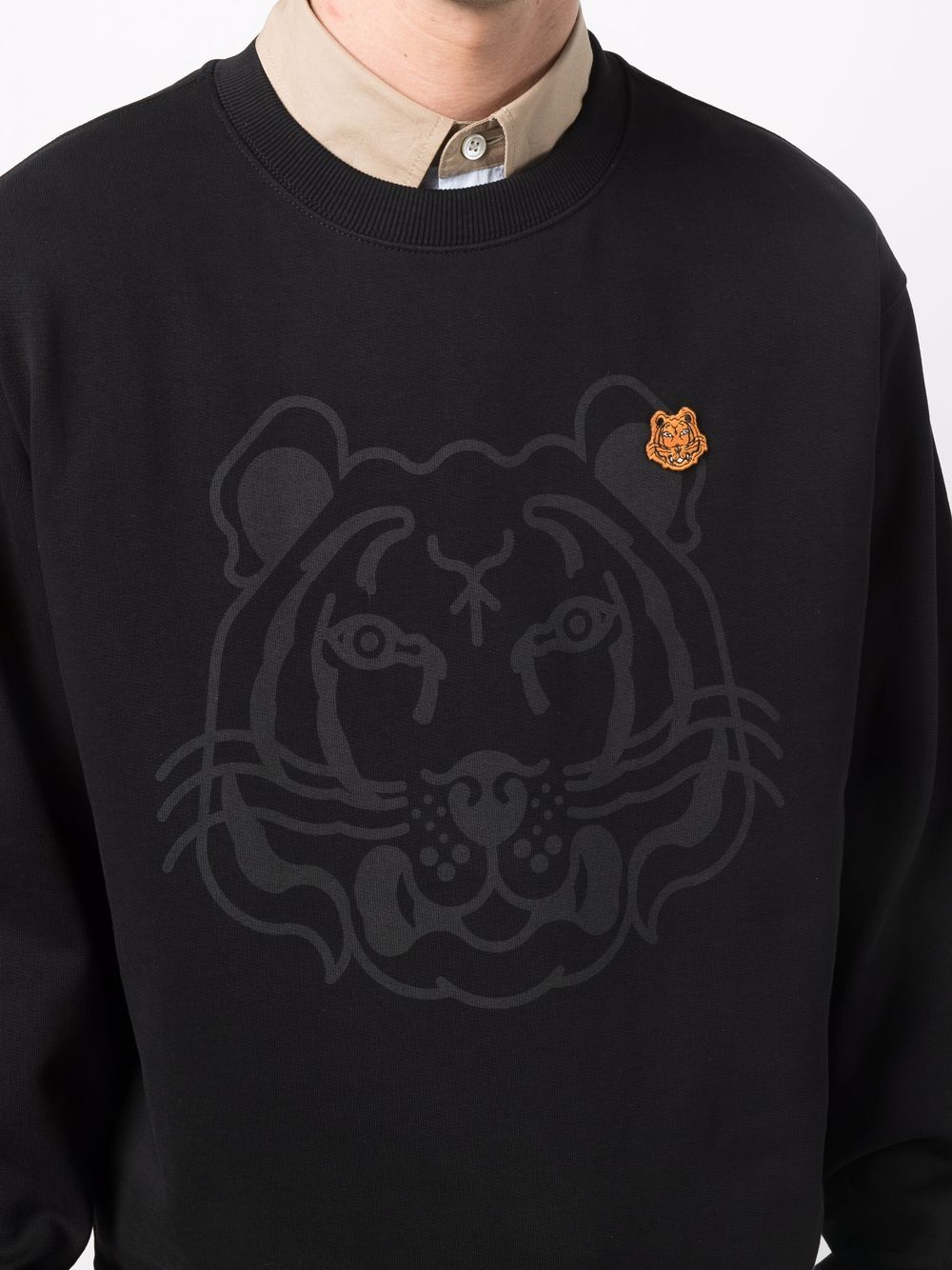 KENZO Tiger Print Sweatshirt Black - MAISONDEFASHION.COM