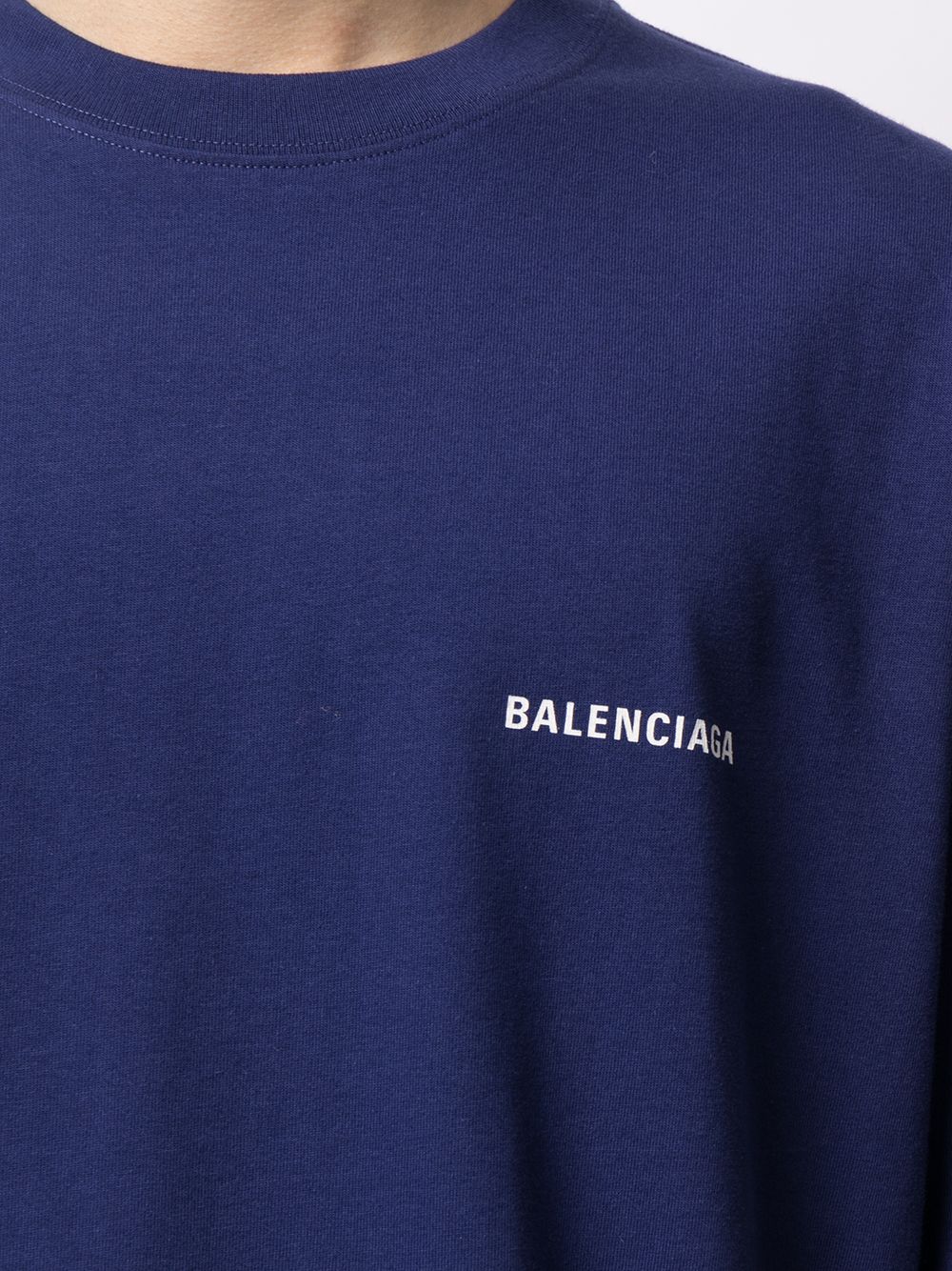 BALENCIAGA Logo T-Shirt Blue - MAISONDEFASHION.COM