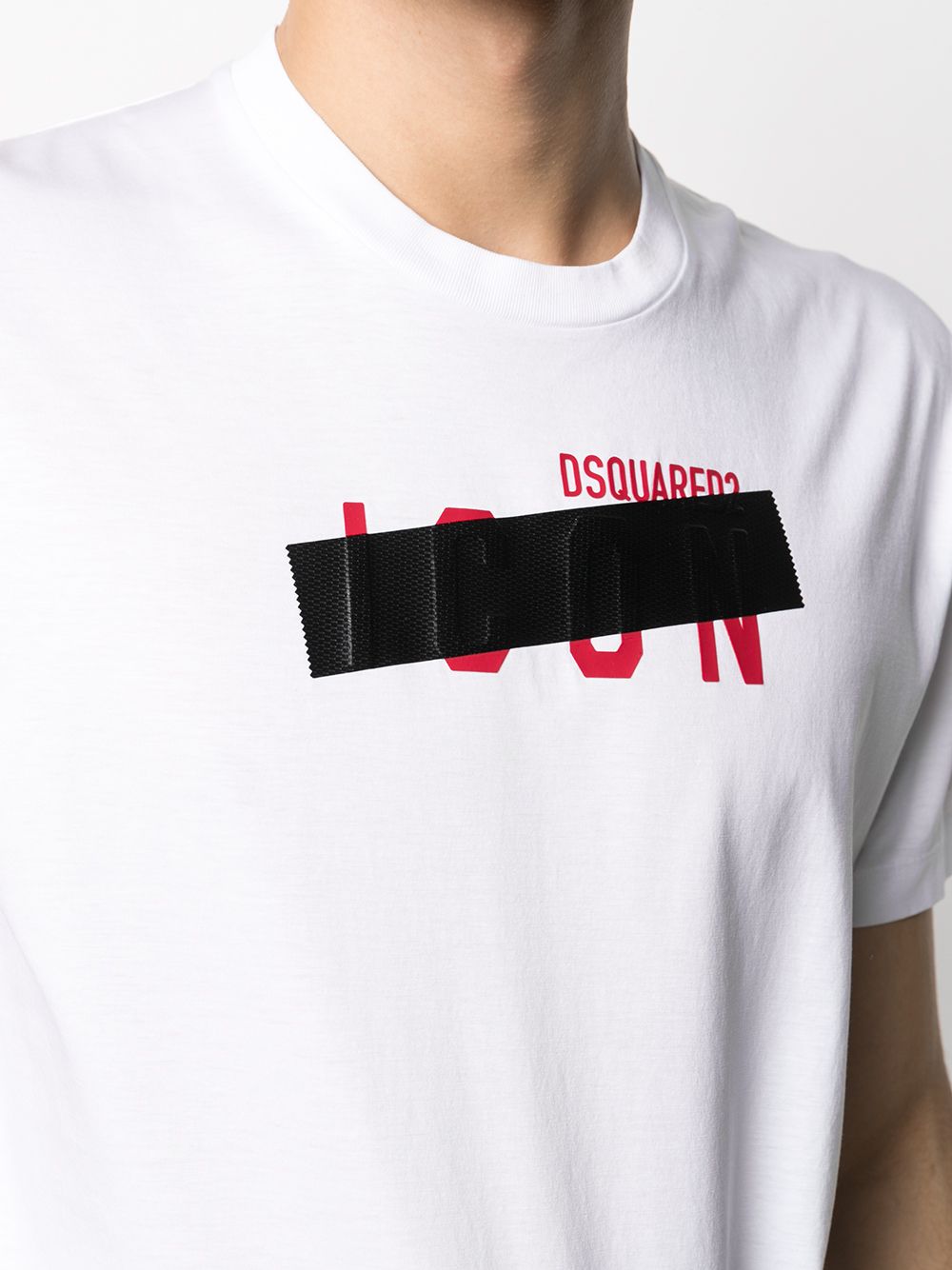 DSQUARED2 Tape detail Icon T-shirt White - MAISONDEFASHION.COM