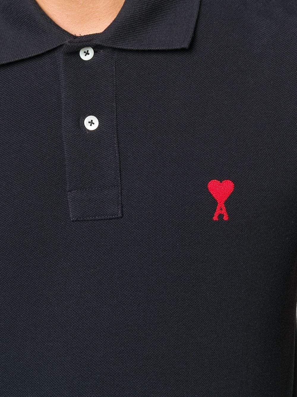 AMI De Coeur Logo Polo Shirt Navy - MAISONDEFASHION.COM