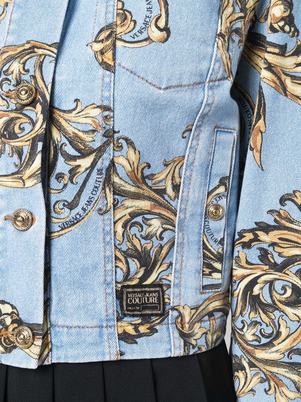 VERSACE WOMEN Baroque Print Denim Jacket - MAISONDEFASHION.COM
