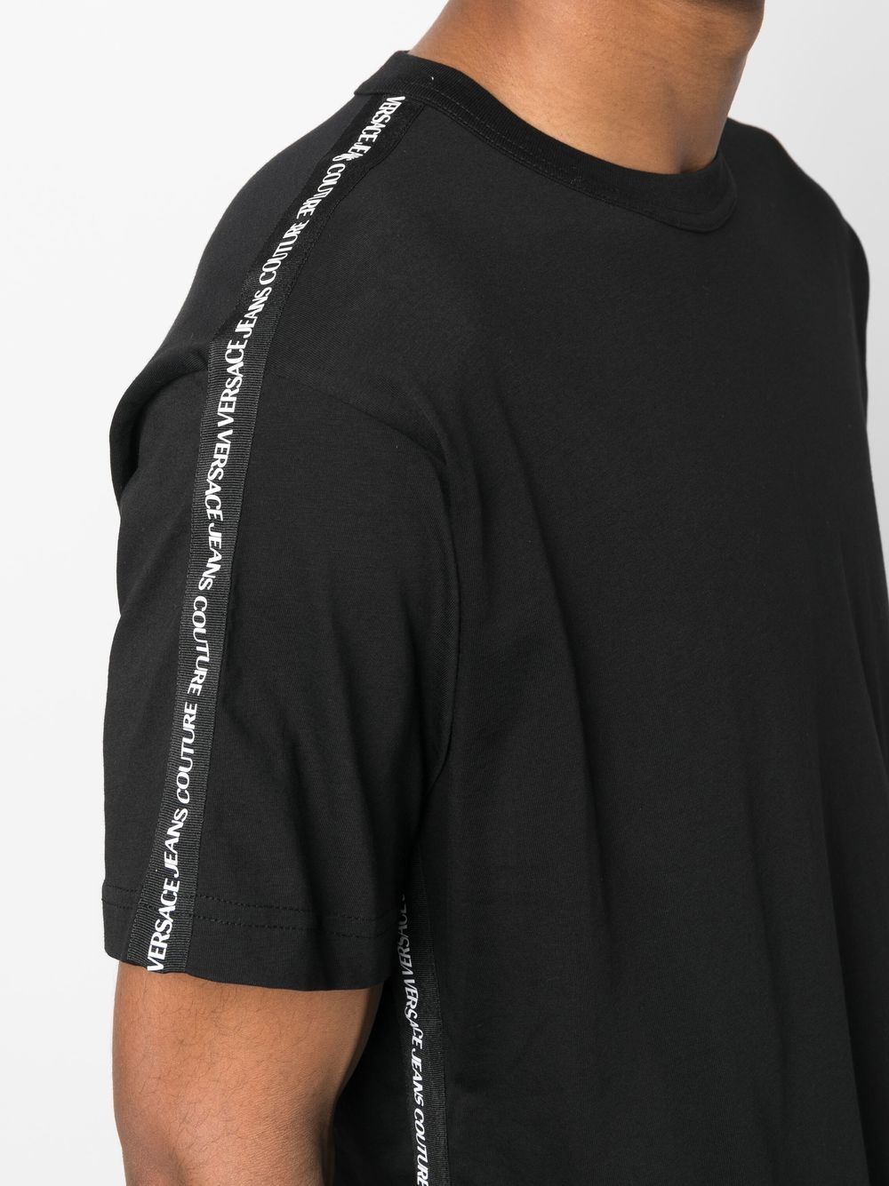 VERSACE Logo Tape T-Shirt Black - MAISONDEFASHION.COM