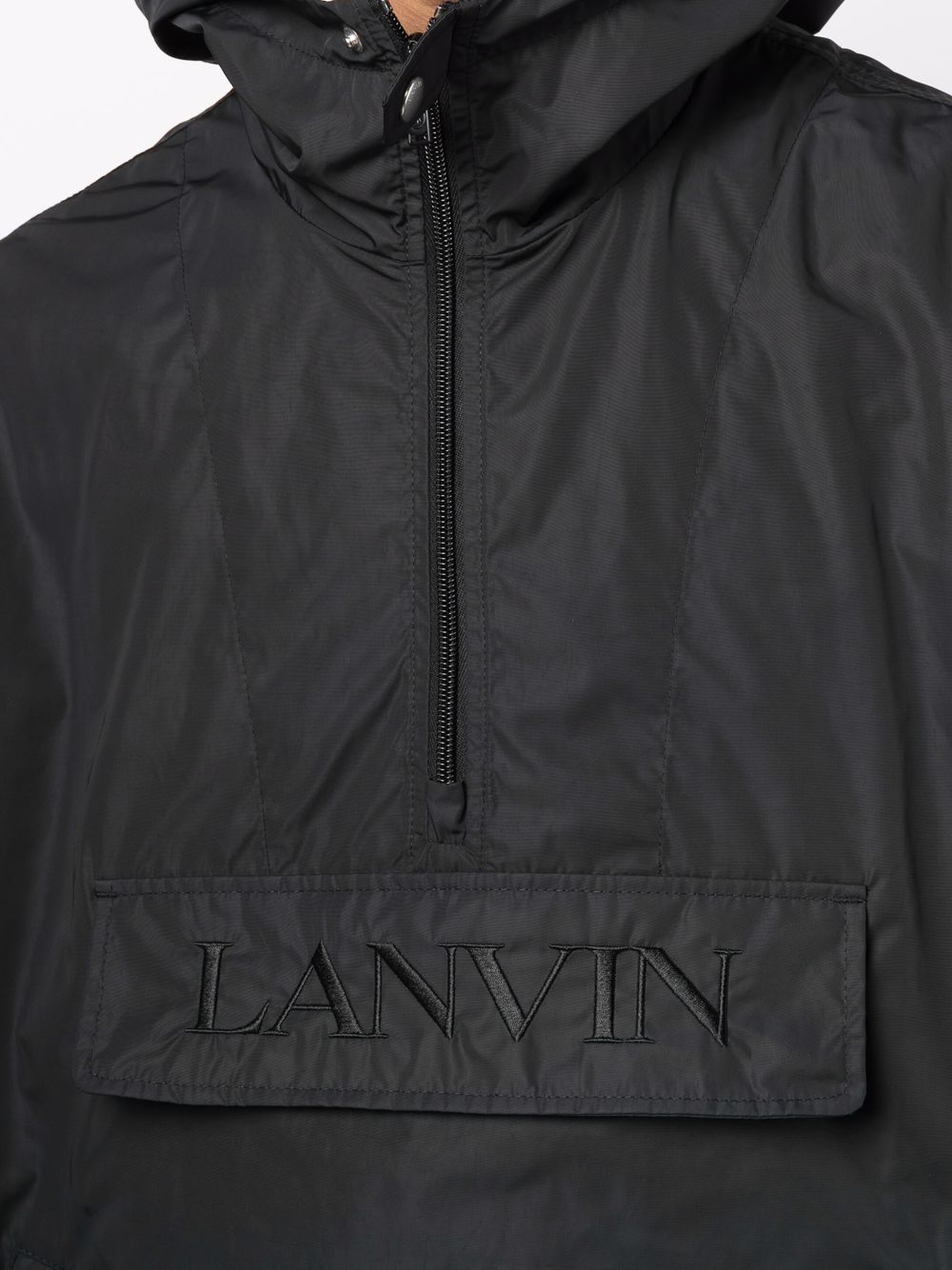 LANVIN Logo Embroidered Windbreaker Black - MAISONDEFASHION.COM