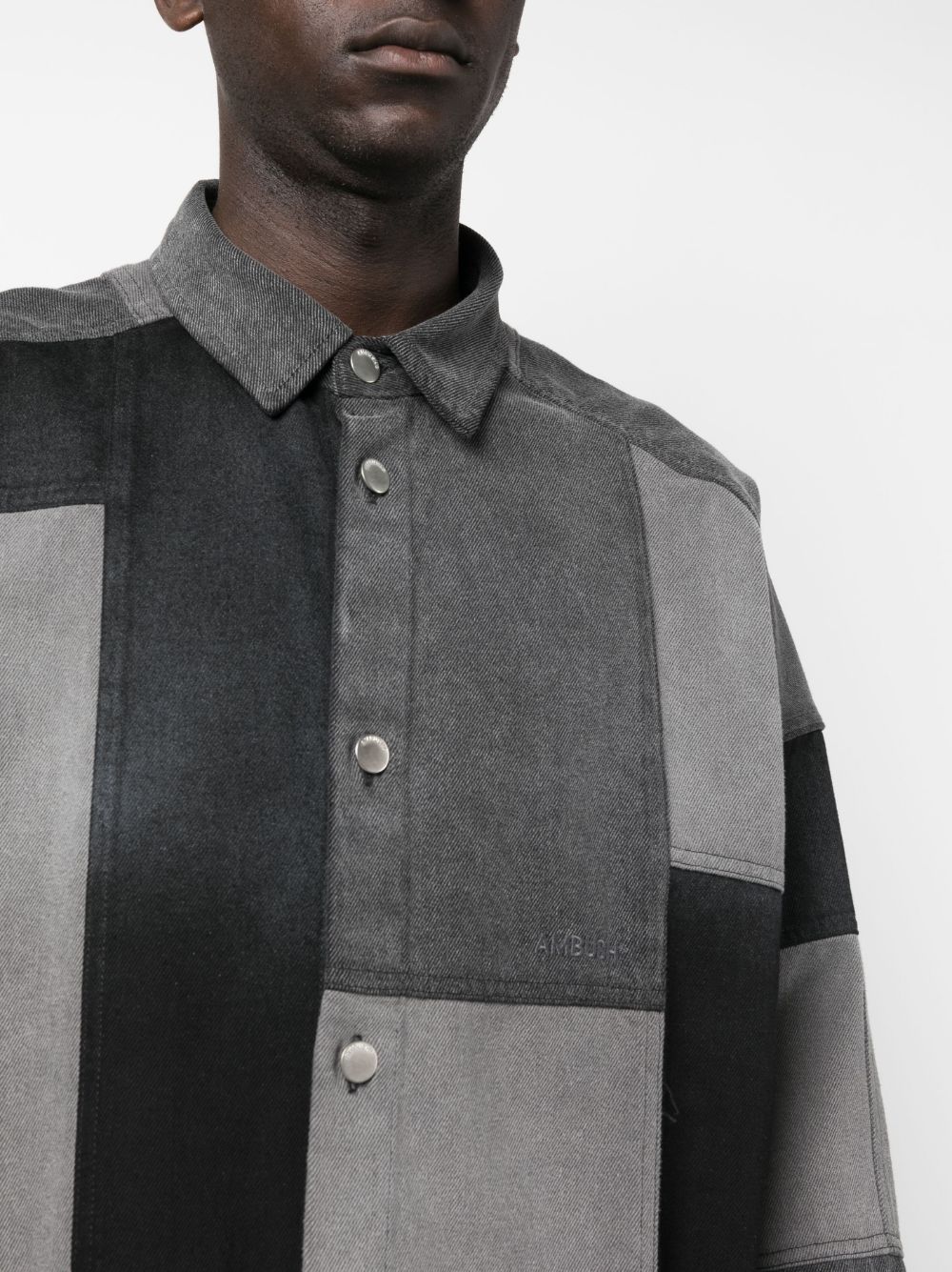 AMBUSH Patchwork Denim Shirt Black - MAISONDEFASHION.COM