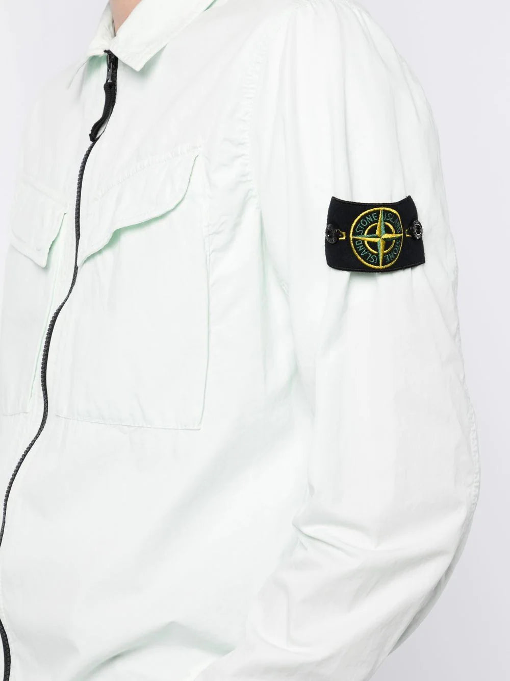 STONE ISLAND Compass-patch Shirt Jacket Aqua - MAISONDEFASHION.COM