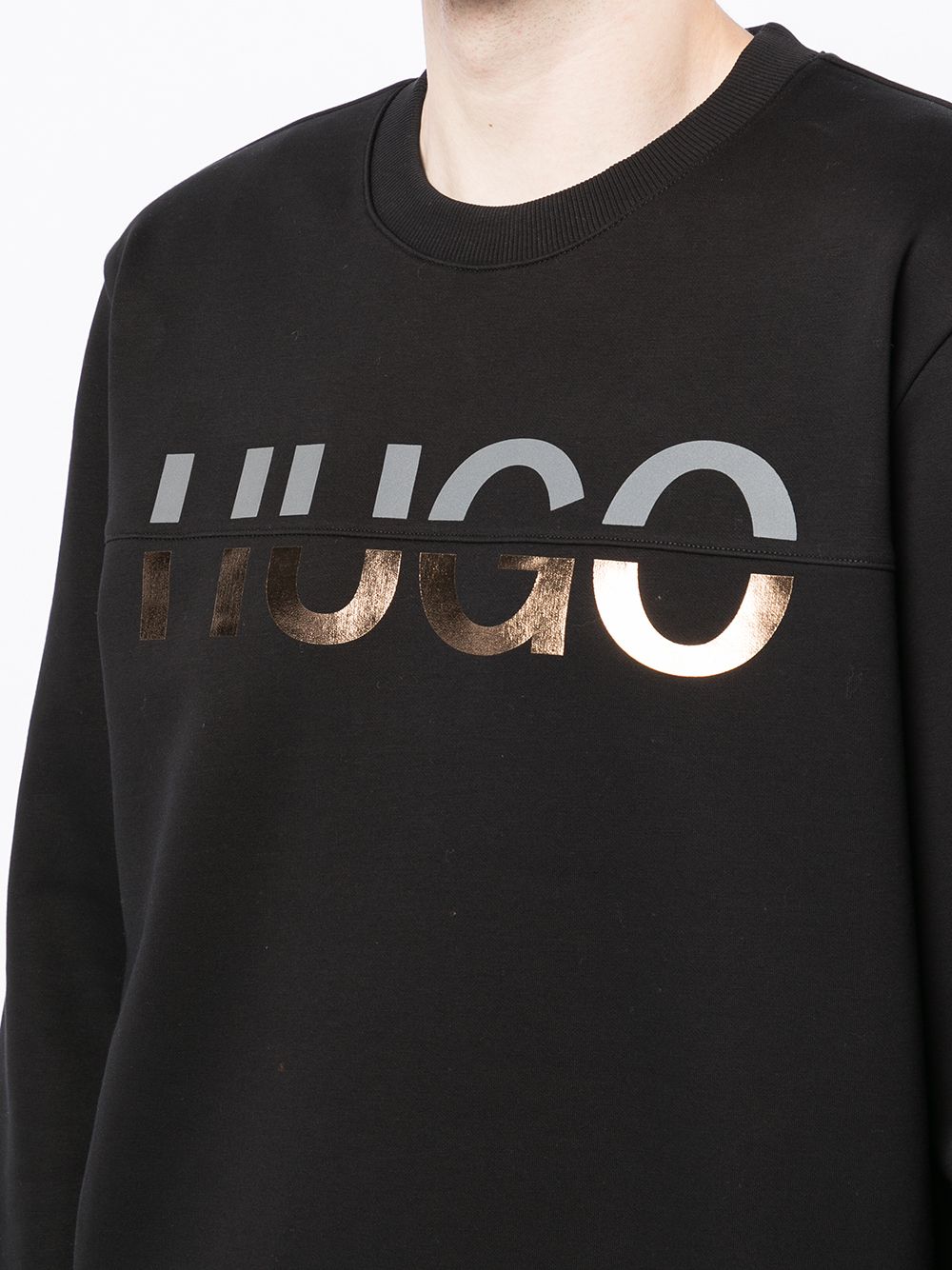 HUGO Split Logo Sweatshirt Black - MAISONDEFASHION.COM