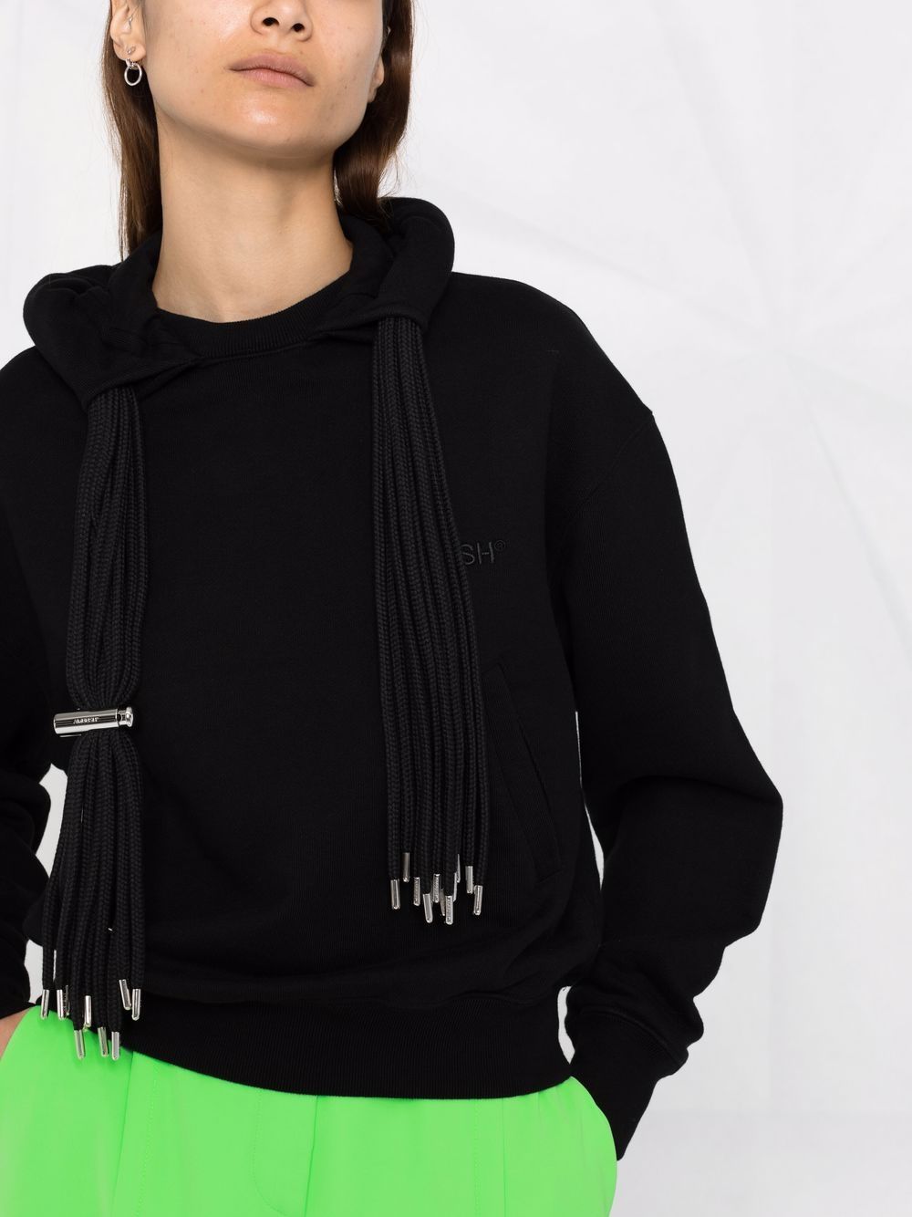 AMBUSH WOMEN Multicord cotton hoodie Black - MAISONDEFASHION.COM