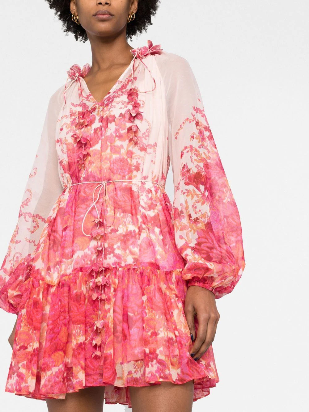 ZIMMERMANN WOMEN High Tide Lantern Mini Dress Pink MAISONDEFASHION.COM ZIMMERMANN WOMEN High Tide Lantern Mini Dress Pink MAISONDEFASHION.COM