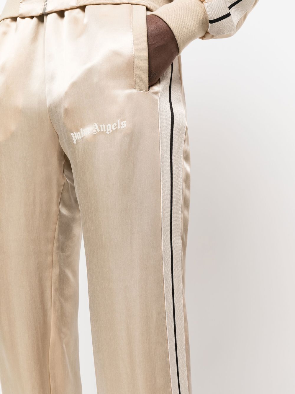 PALM ANGELS WOMEN Luxury Track Pants Beige - MAISONDEFASHION.COM