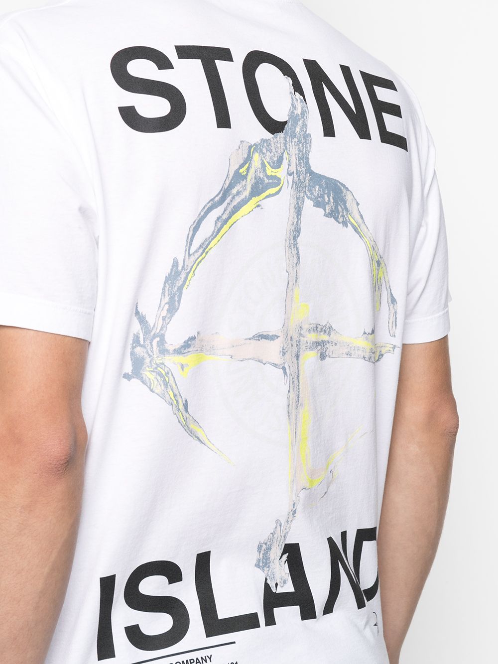 STONE ISLAND Back Marble One Print T-Shirt White - MAISONDEFASHION.COM