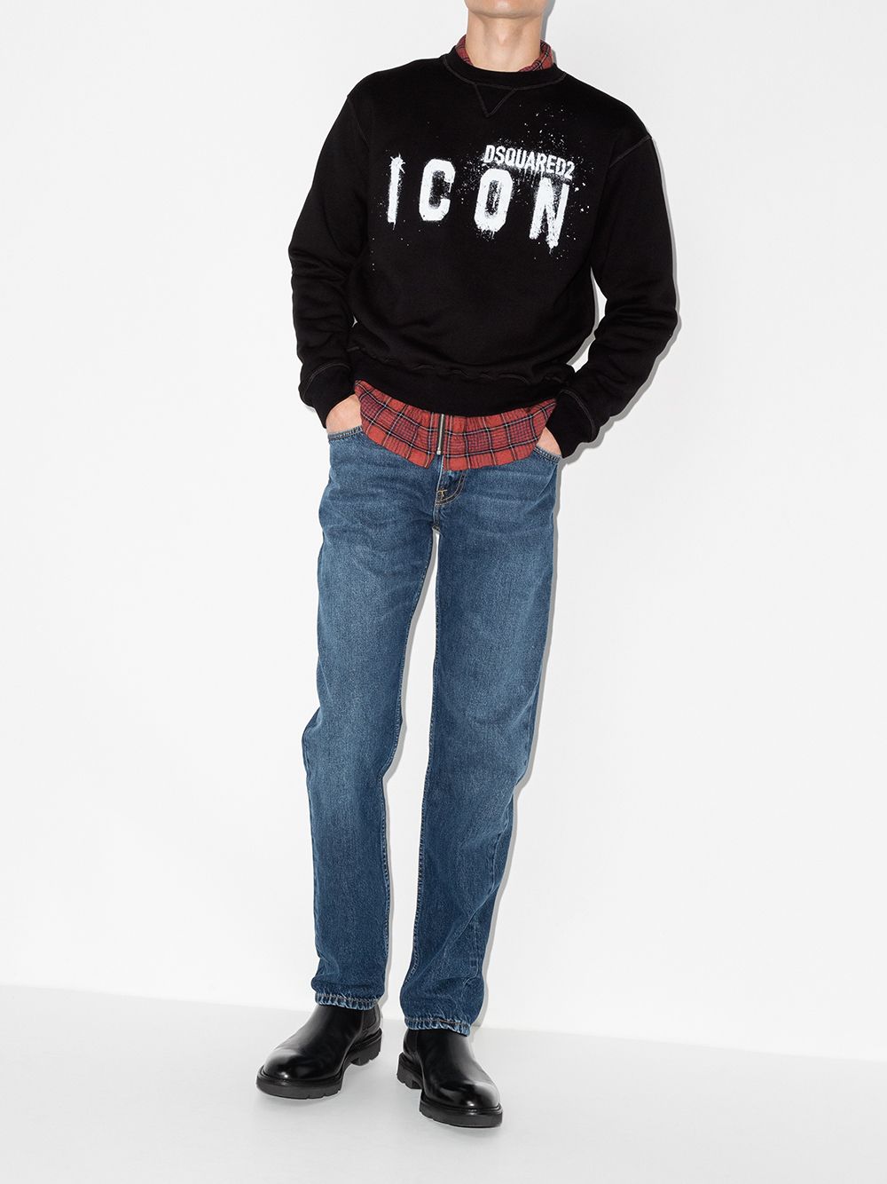 DSQUARED2 Icon Spray Sweatshirt Black - MAISONDEFASHION.COM