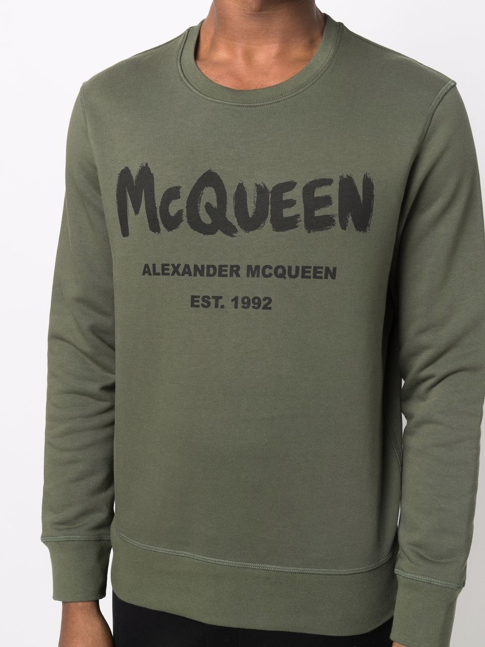 ALEXANDER MCQUEEN Logo Sweatshirt Green - MAISONDEFASHION.COM