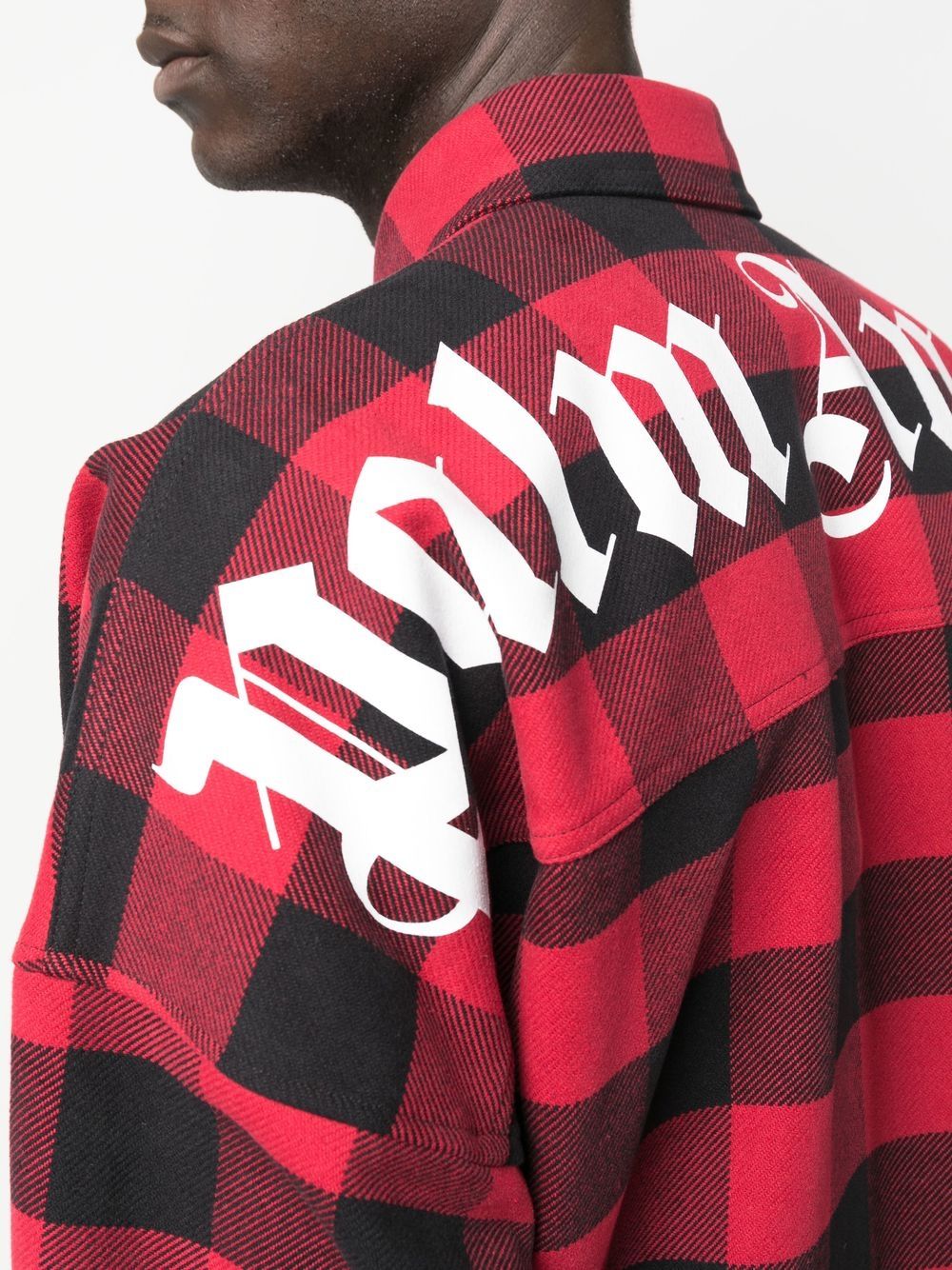 PALM ANGELS Classic Logo Overshirt Red/White - MAISONDEFASHION.COM