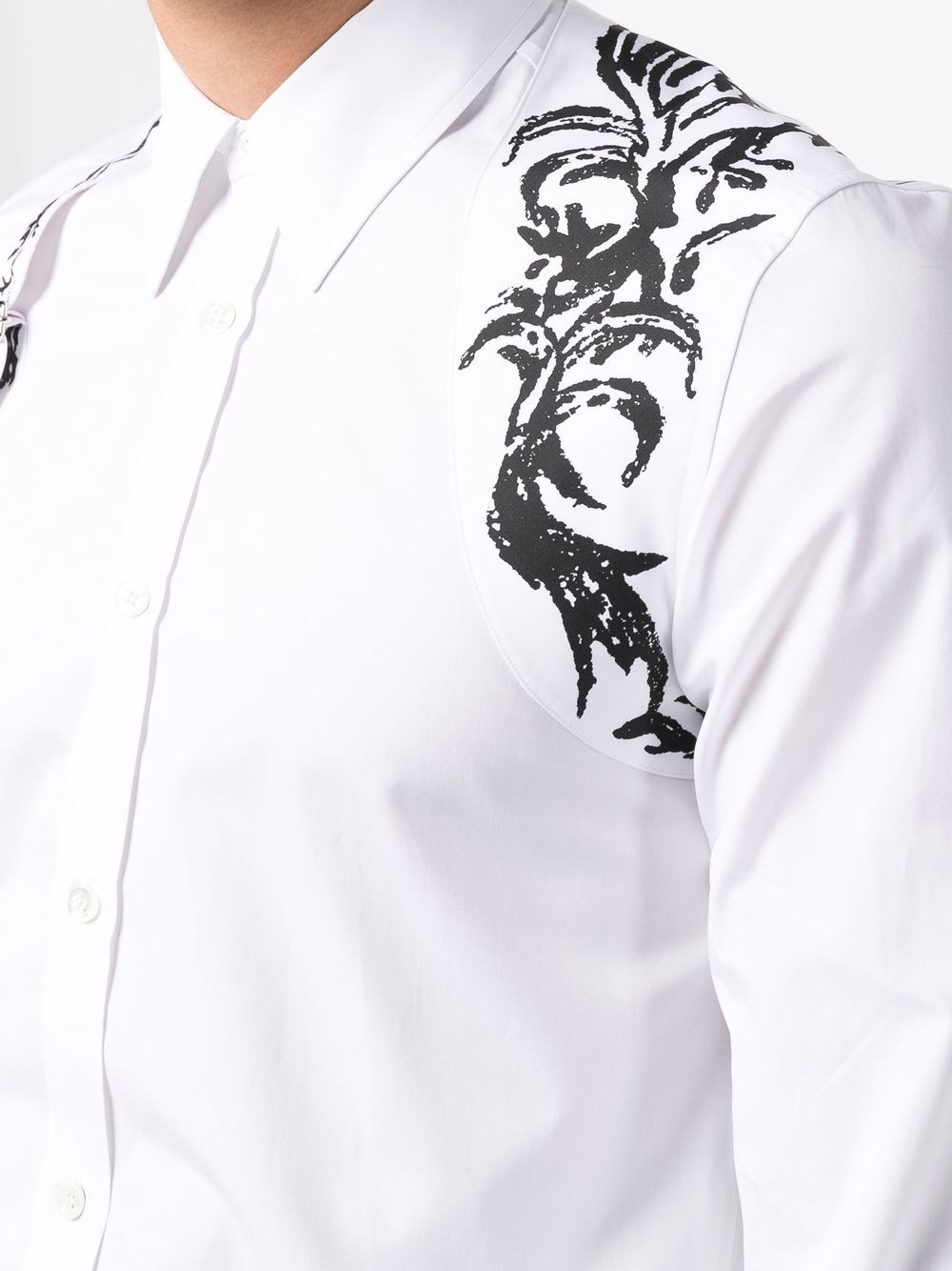 ALEXANDER MCQUEEN Floral Harness Shirt White/Black - MAISONDEFASHION.COM